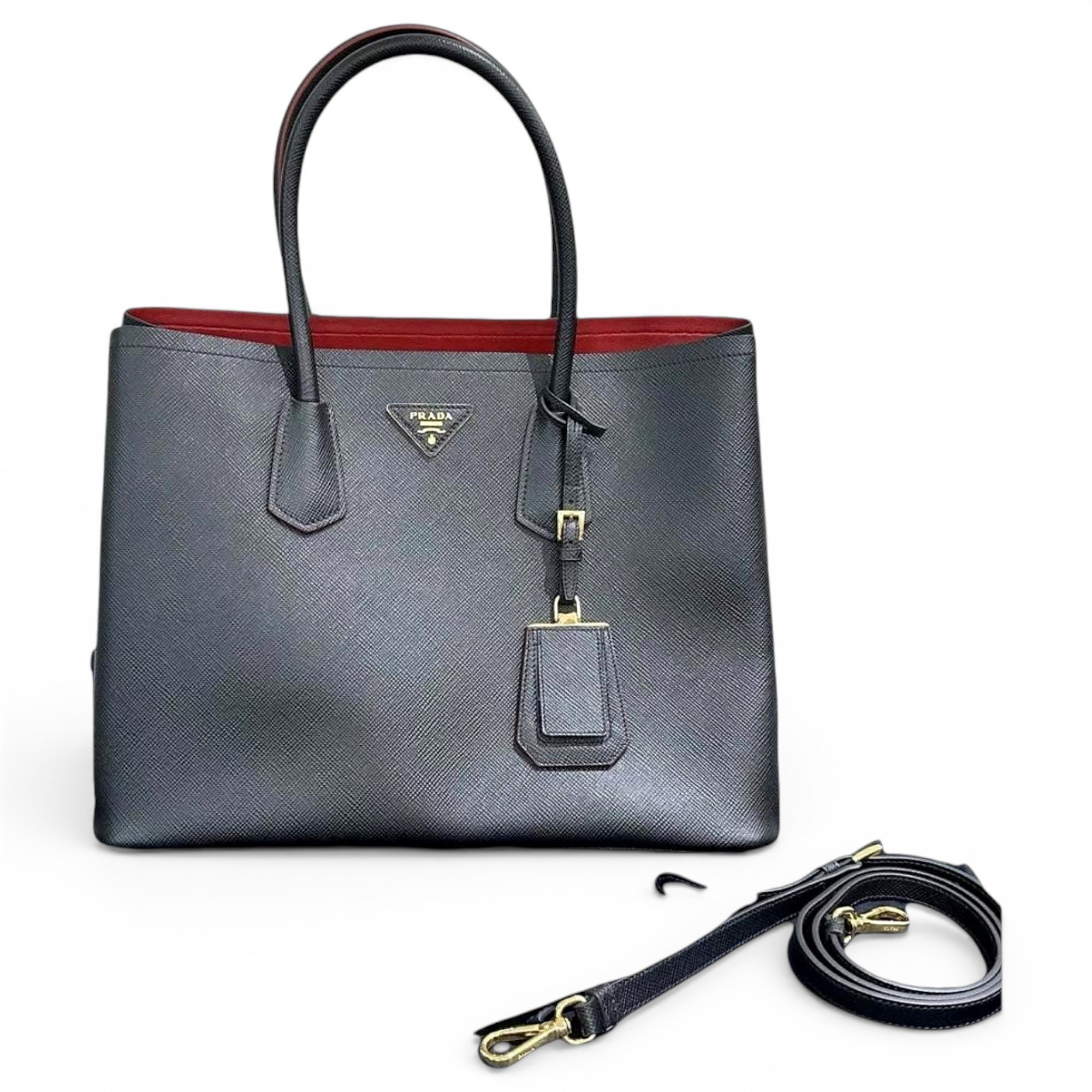Double leather handbag