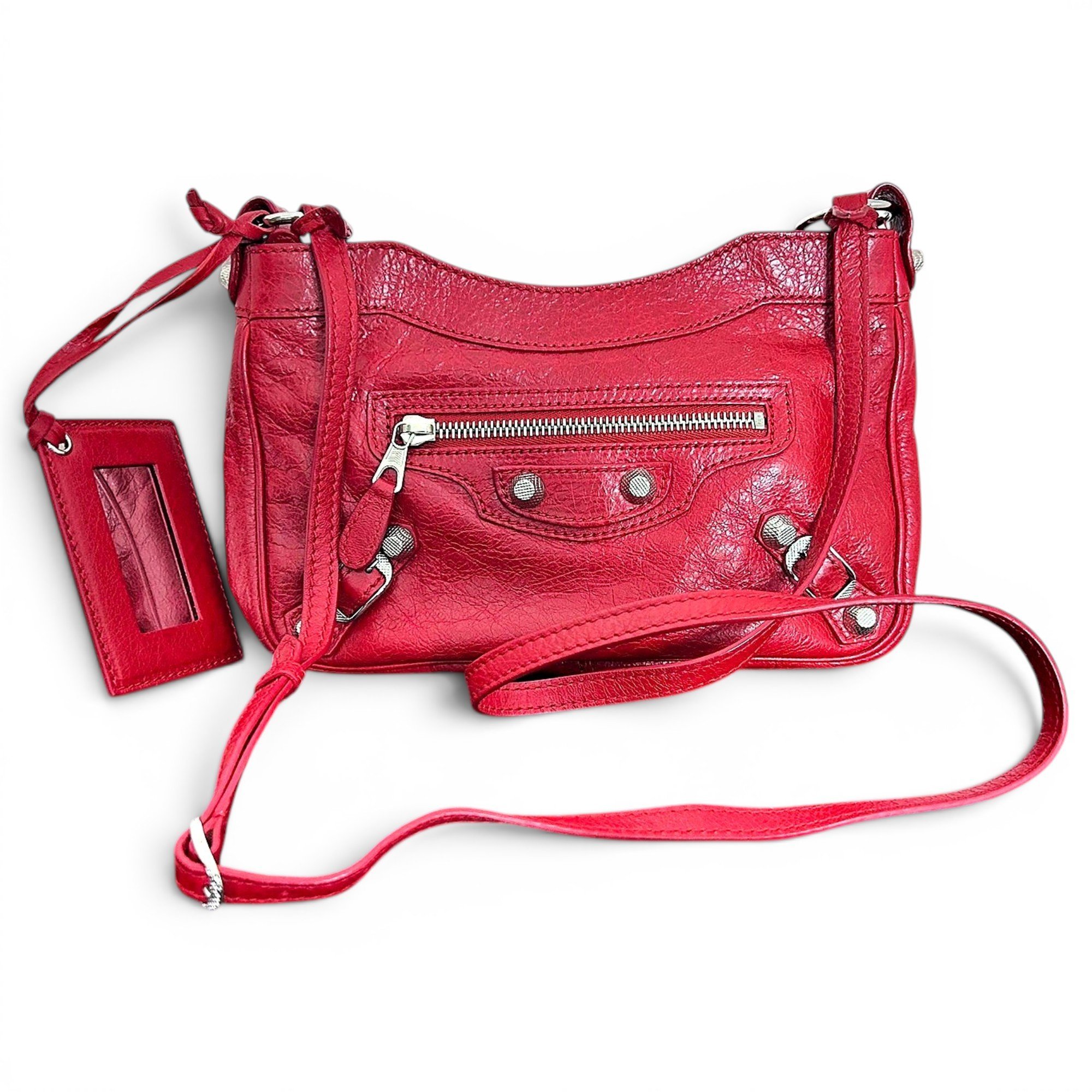 Hip leather crossbody bag