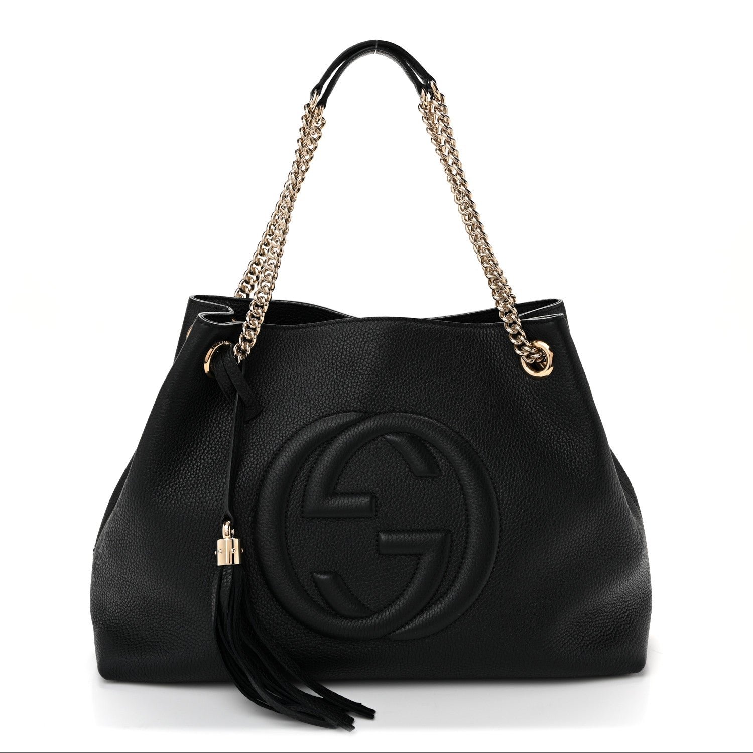 Gucci Pebbled Calfskin Medium Soho Chain Shoulder Bag Black