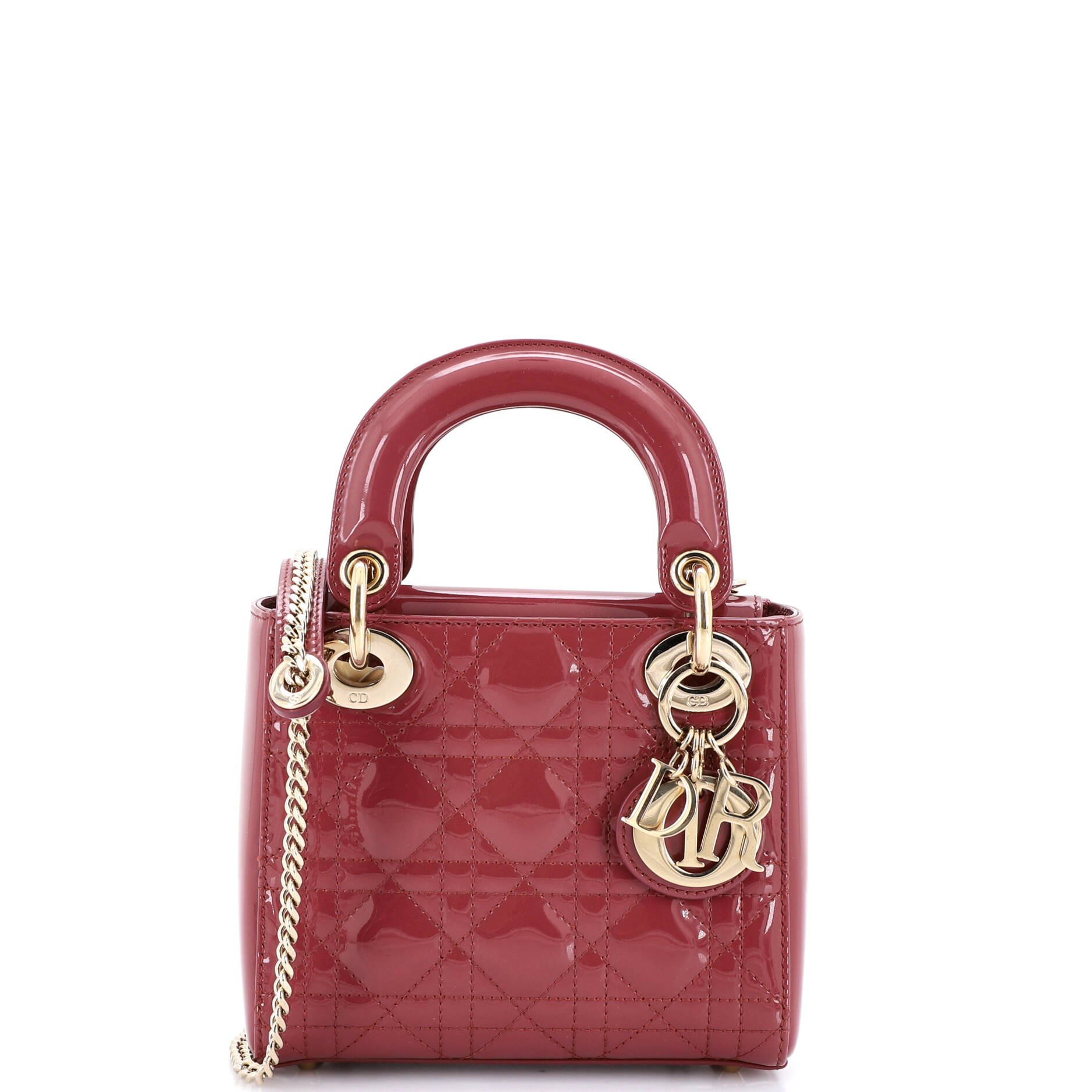 Lady Dior Chain Bag Cannage Quilt Patent Mini