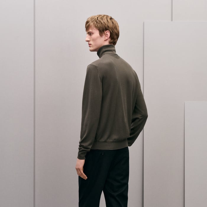Taupe "Detail H" Turtleneck Sweater