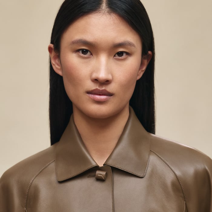 Marron Muschio Short Shiny Lambskin Jacket