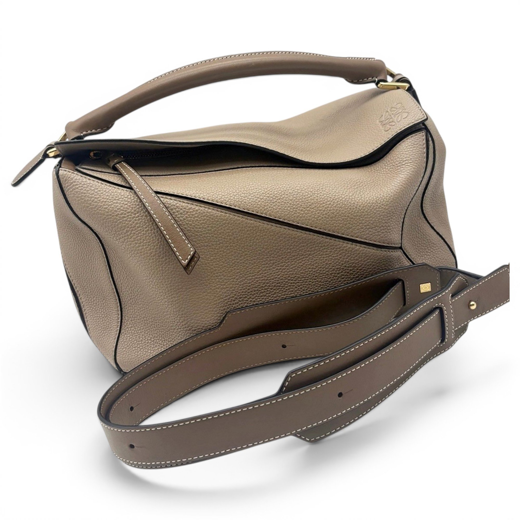 Puzzle leather handbag