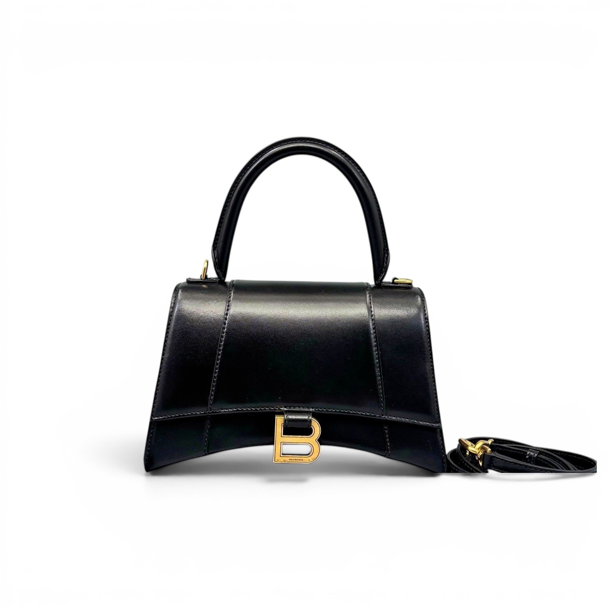 Hourglass leather handbag
