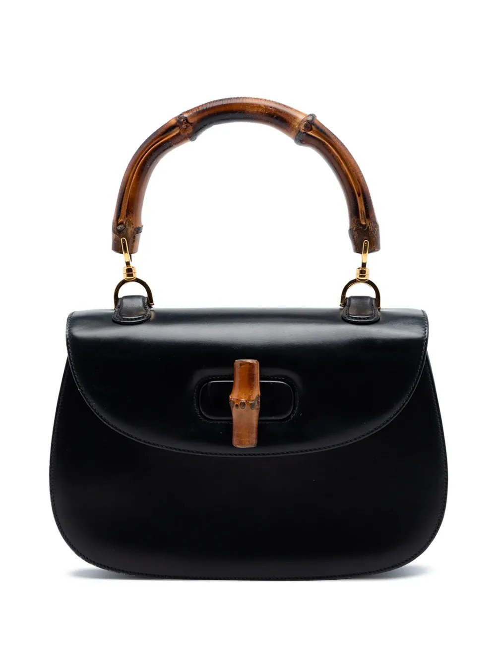 20th Century Small Calfskin Bamboo Top Handle Bag satchel