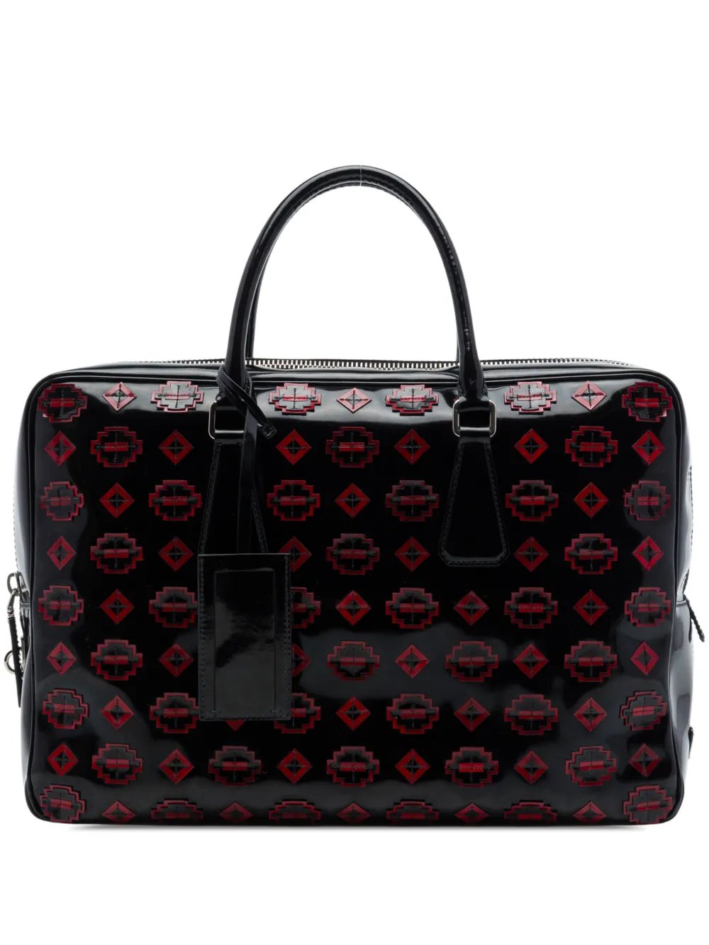 2013-2026 Spazzolato Leather Geometric Applique Briefcase business bag