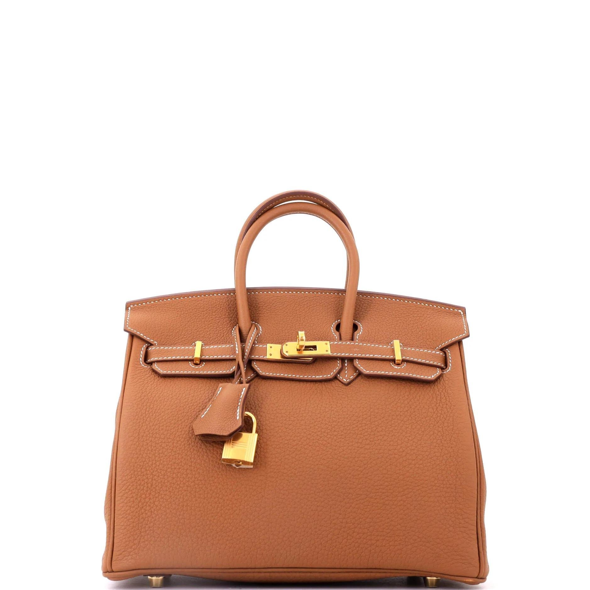 Hermes Birkin 25 Handbag Gold Togo Leather 2024