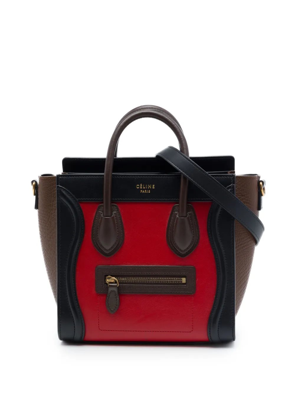 2015 Nano Tricolor Leather Luggage Tote satchel