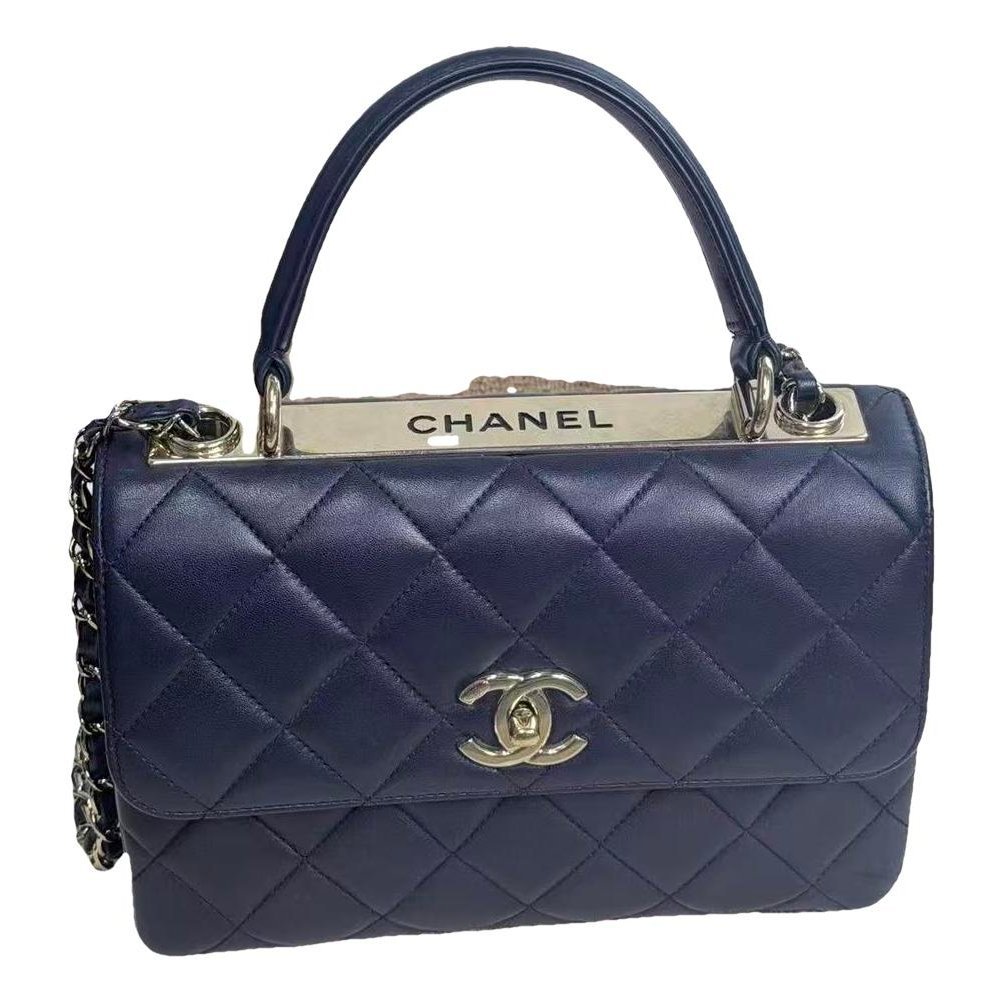 Trendy CC Top Handle leather handbag