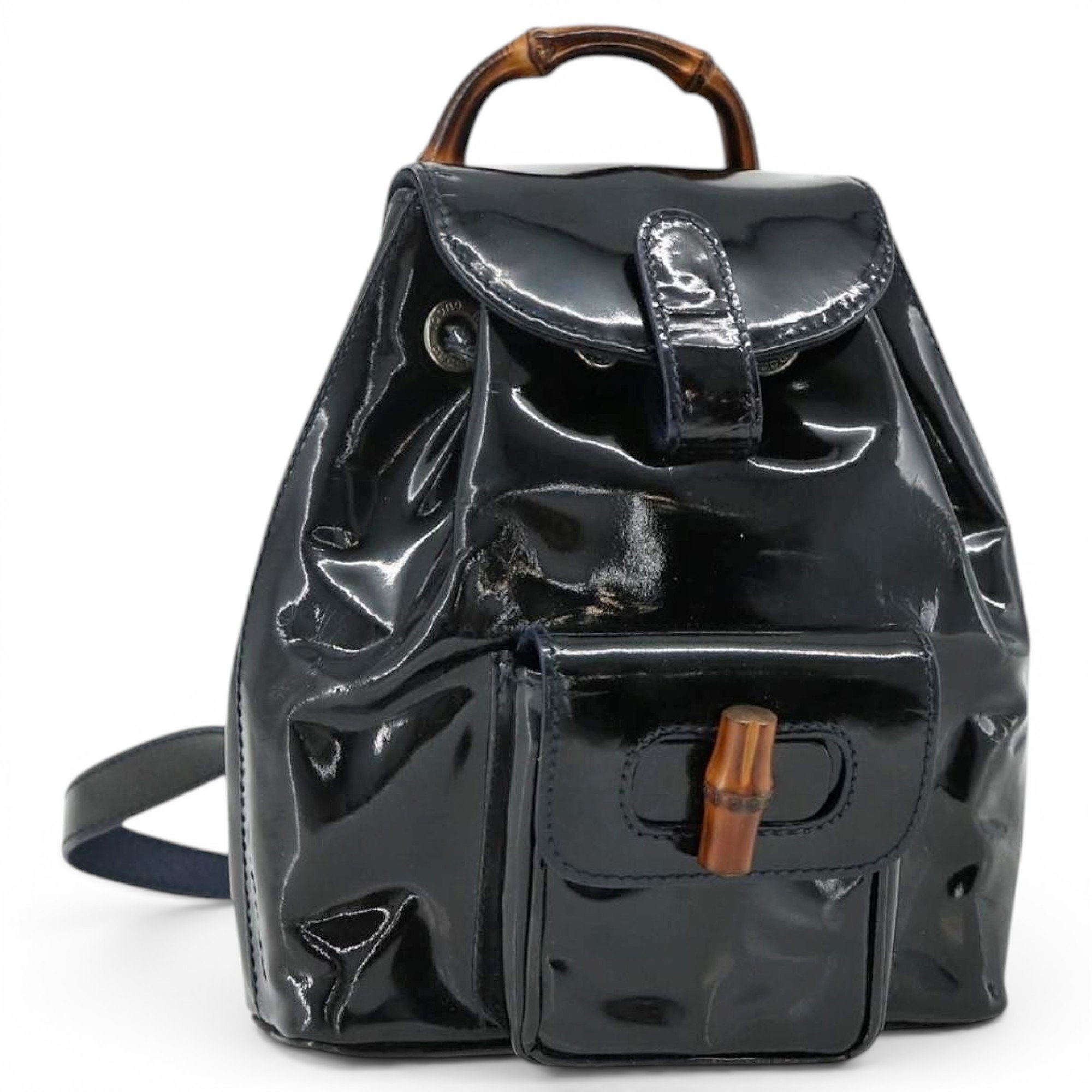 Patent leather backpack
