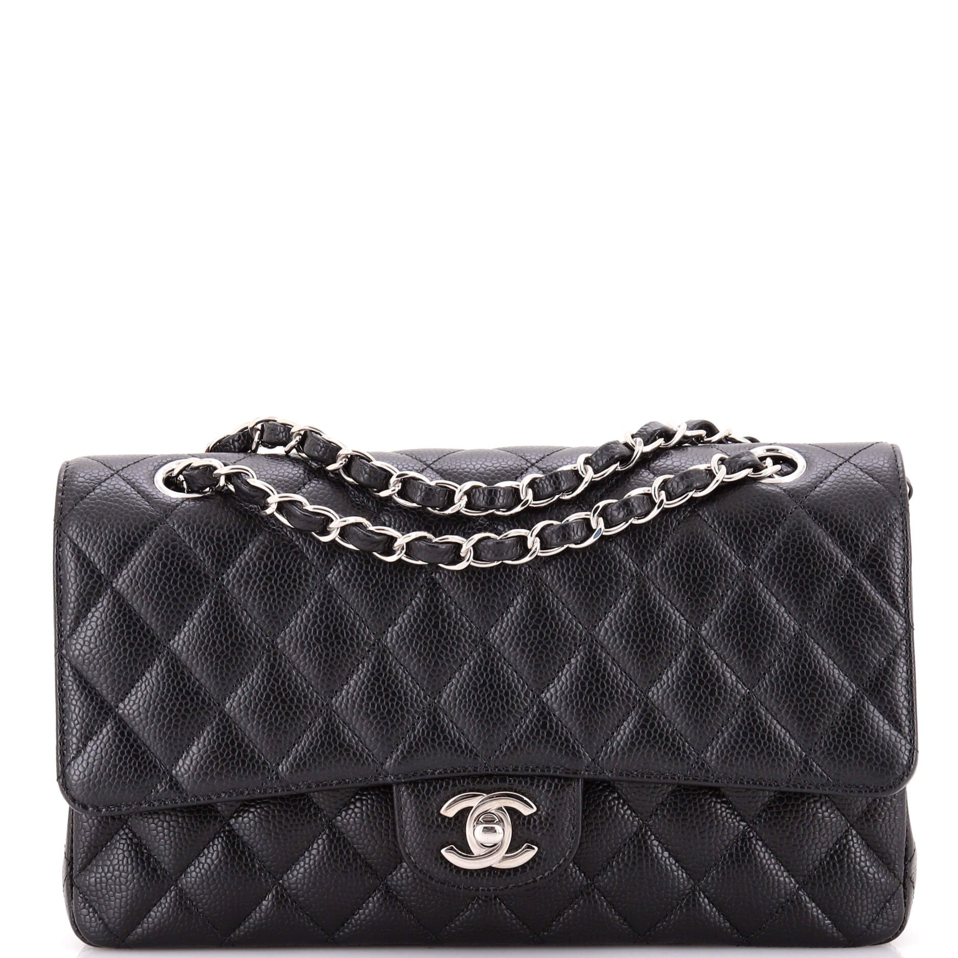 Chanel Classic Double Flap Bag Quilted Caviar Medium