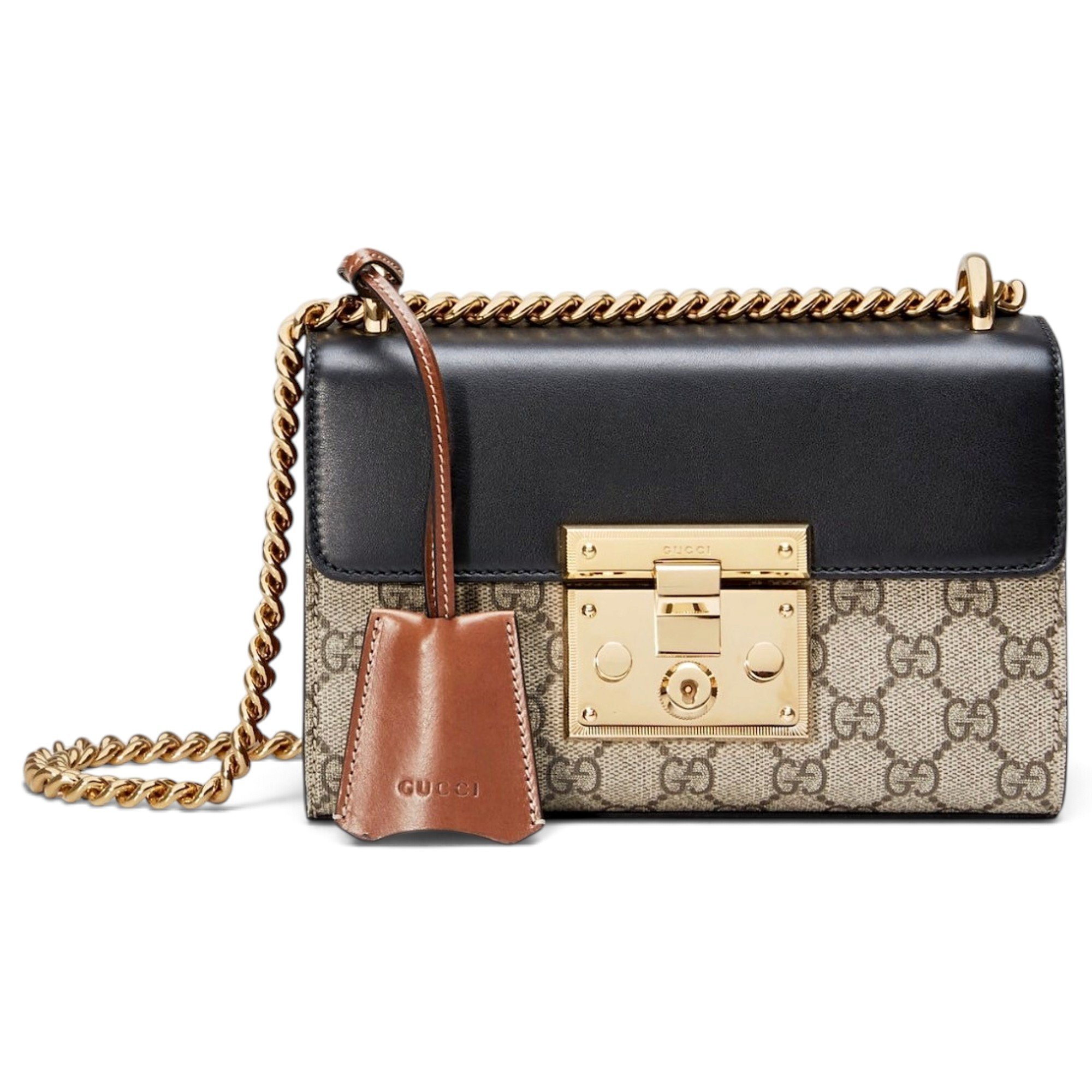 Padlock leather handbag