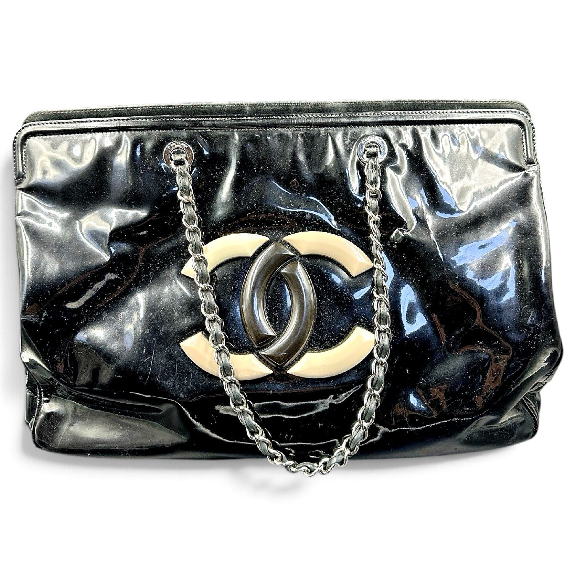 Petite Shopping Tote patent leather tote