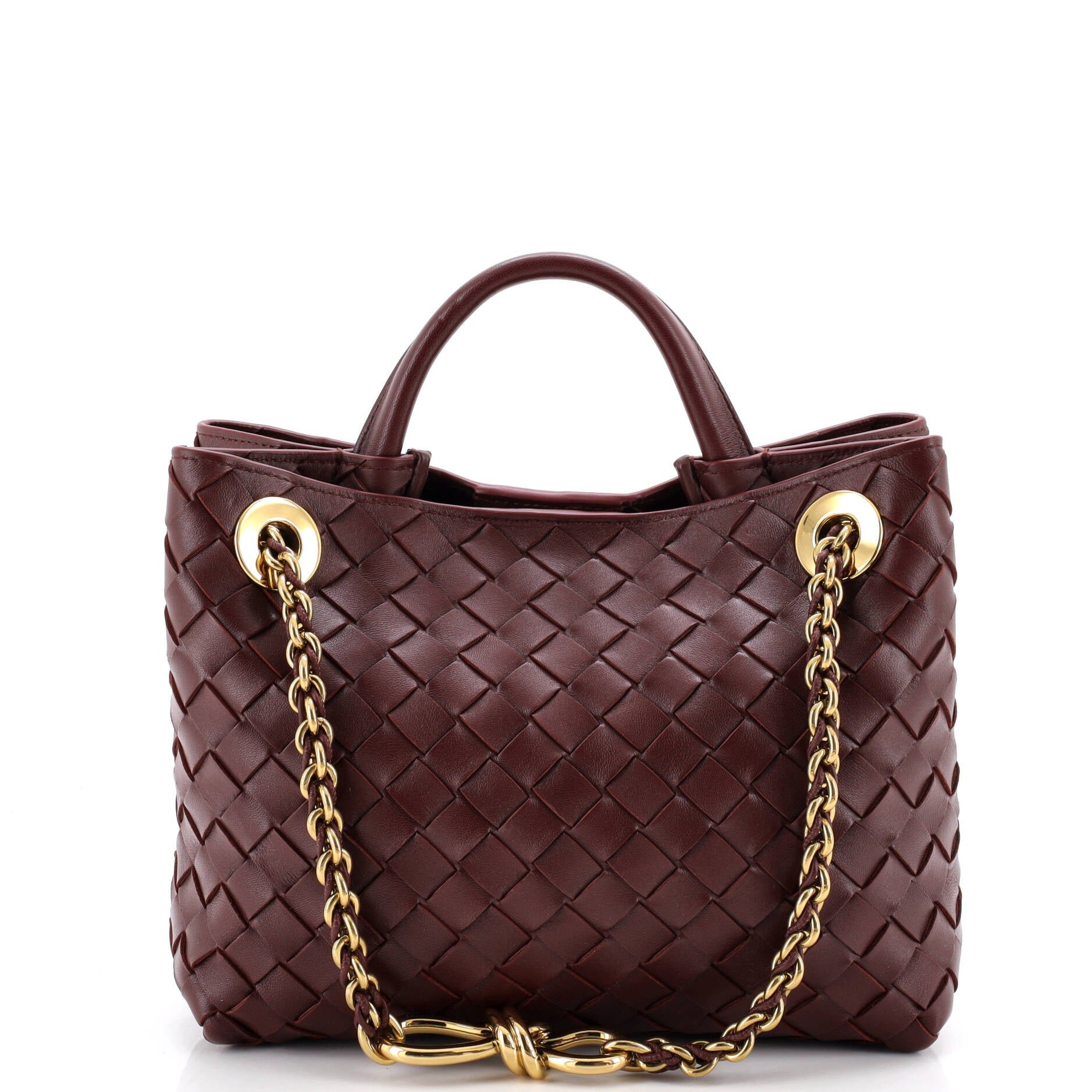 Bottega Veneta Andiamo Chain Top Handle Bag Intrecciato Nappa Small