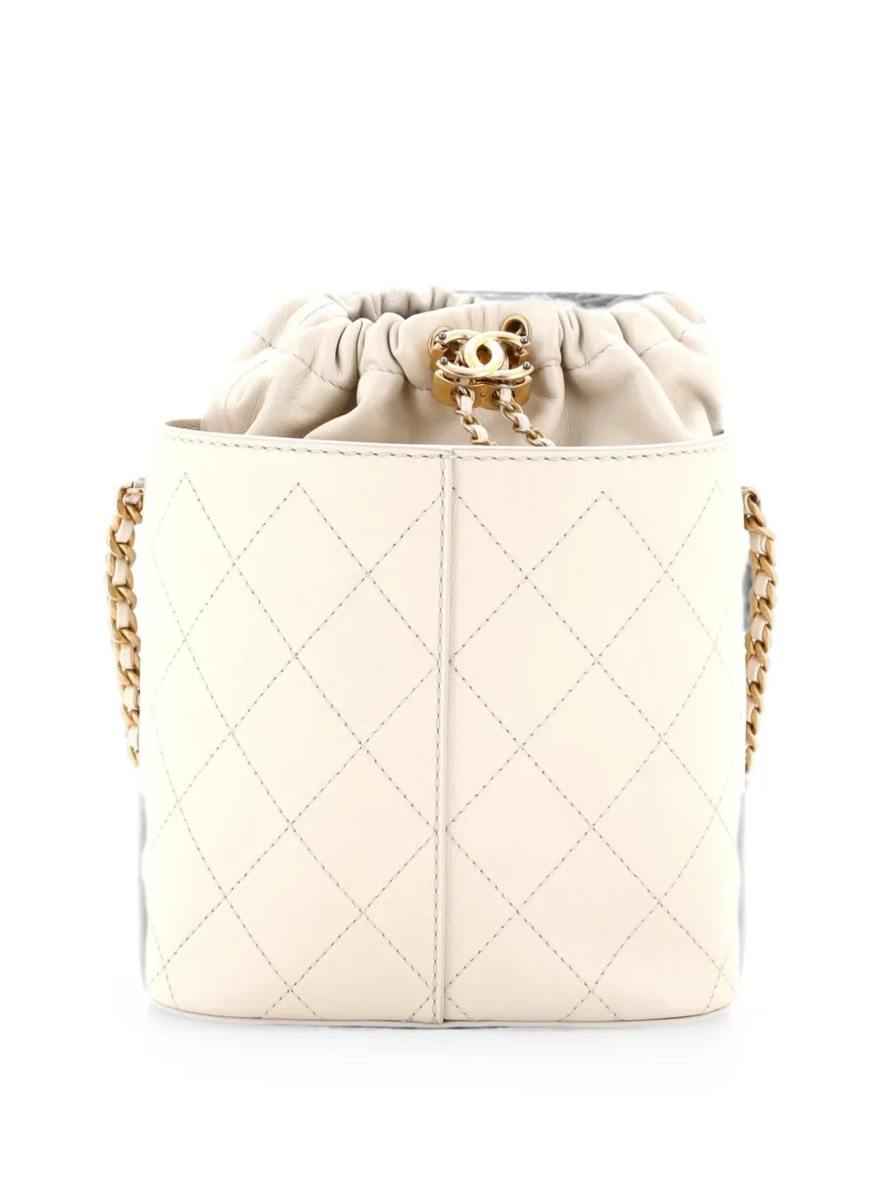 CC Drawstring Crossbody Bag Stitched Calfskin Medium bucket bag