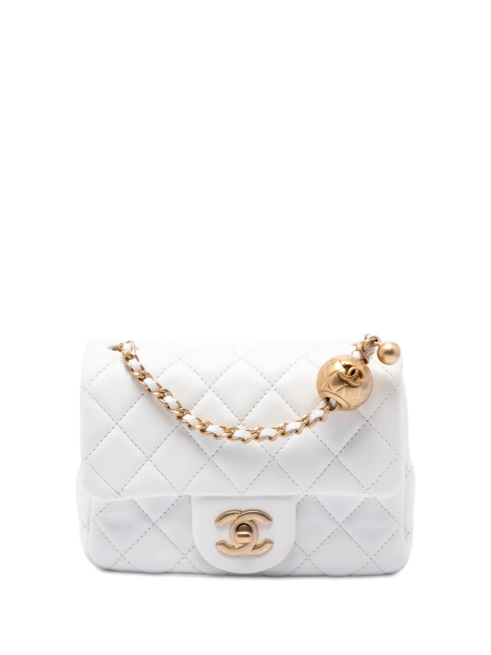 2020 Mini Square Classic Lambskin Pearl Crush Single Flap crossbody bag