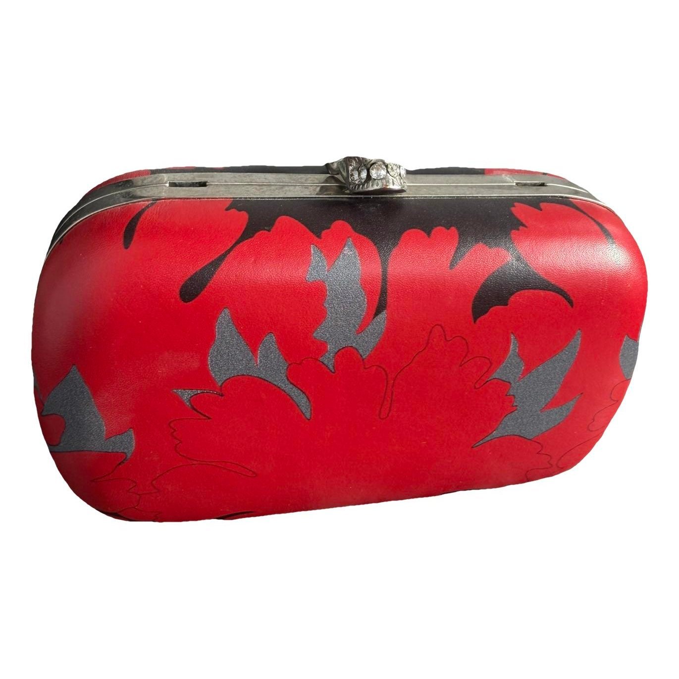 Skull leather clutch bag