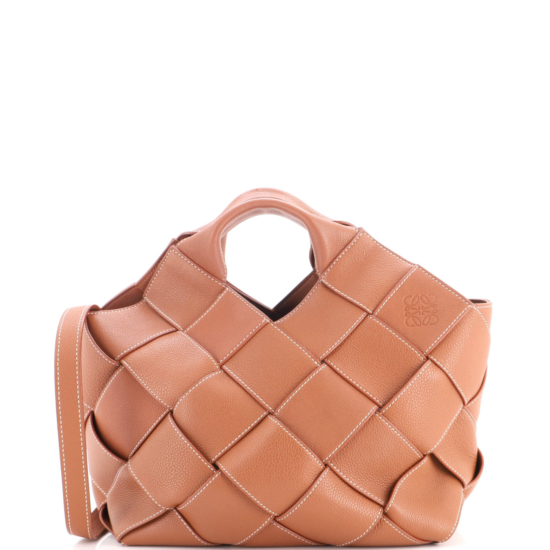 Woven Basket Bag Leather Small