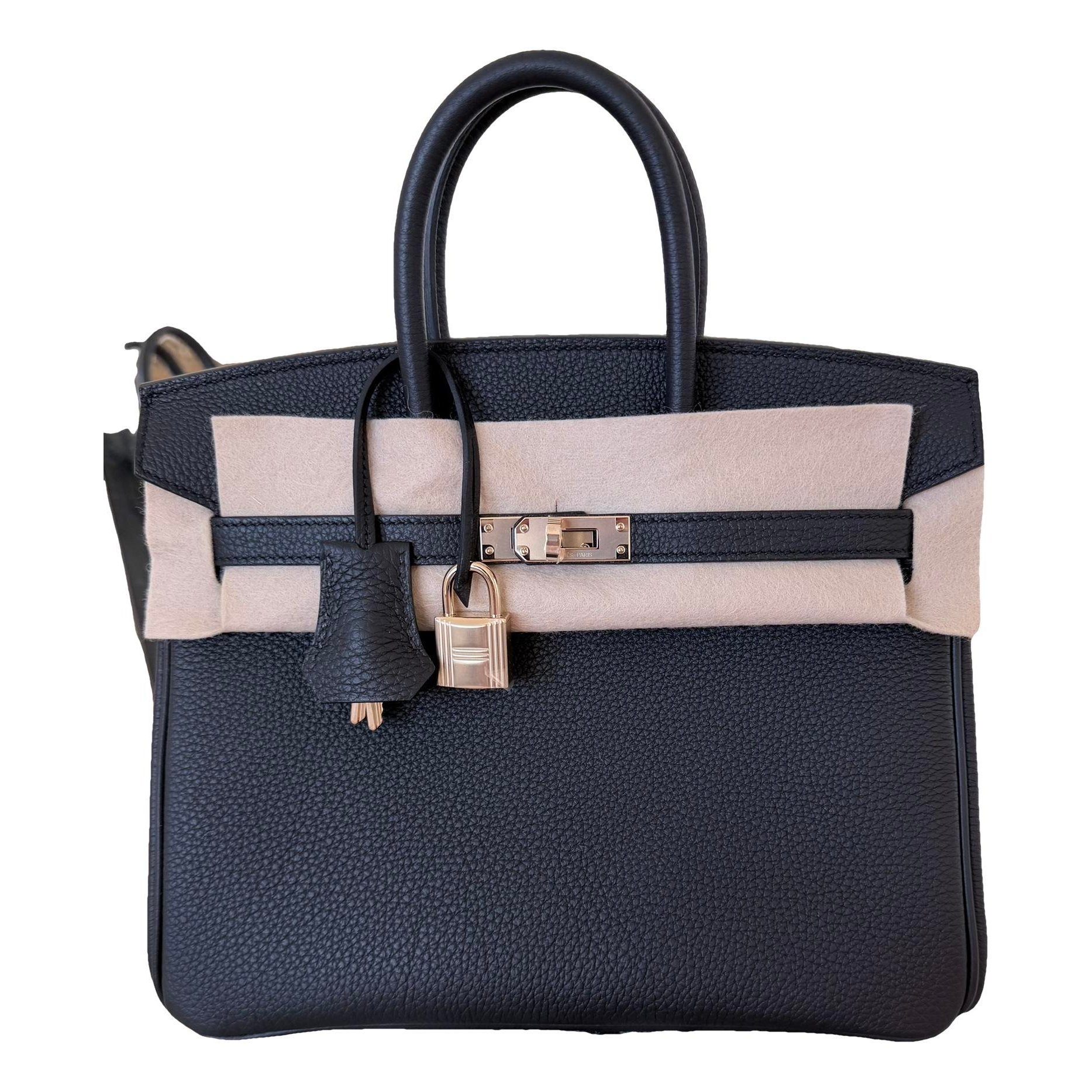 Hermes Birkin 25 Handbag Black Togo Leather 2026