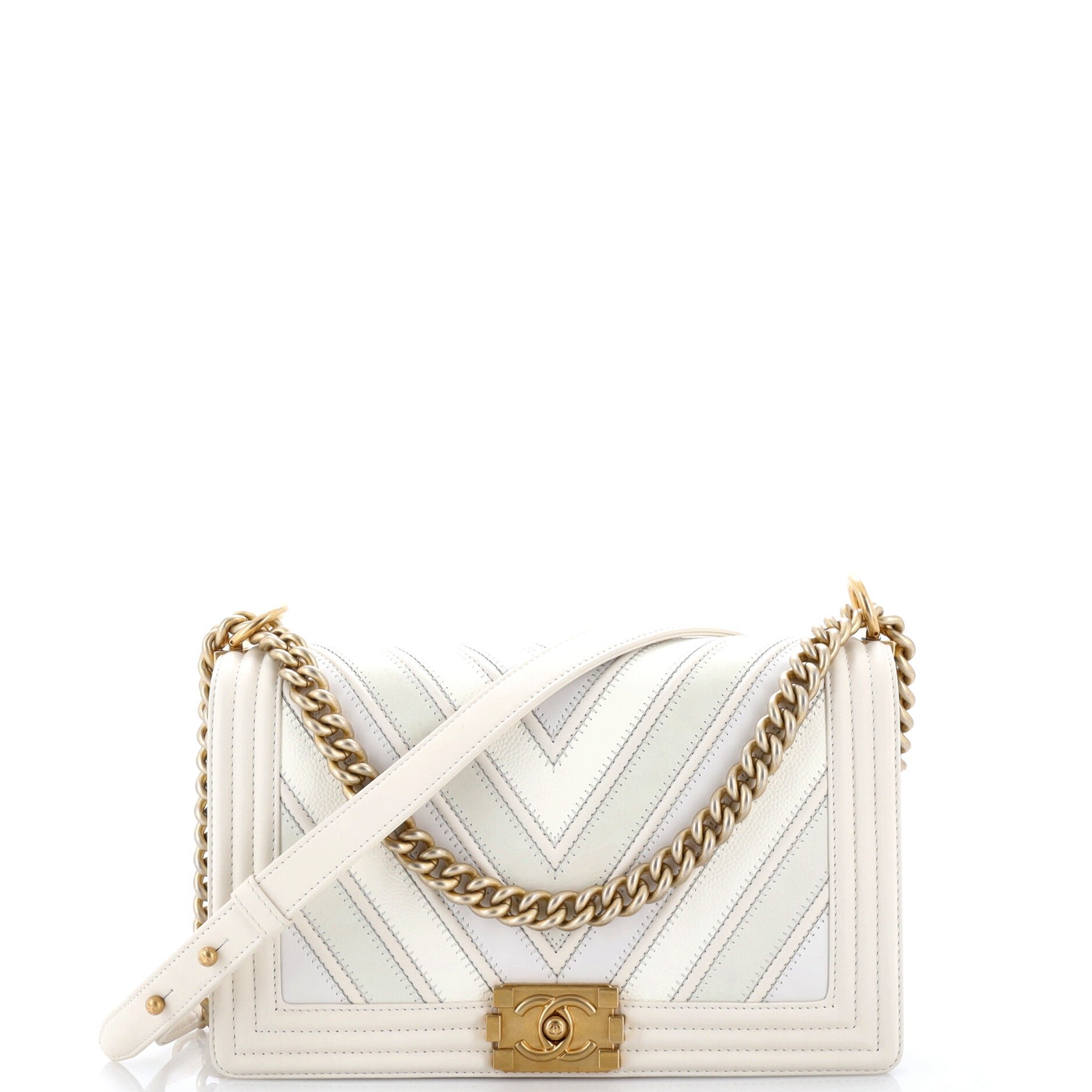 Boy Flap Bag Chevron Caviar and Calfskin New Medium