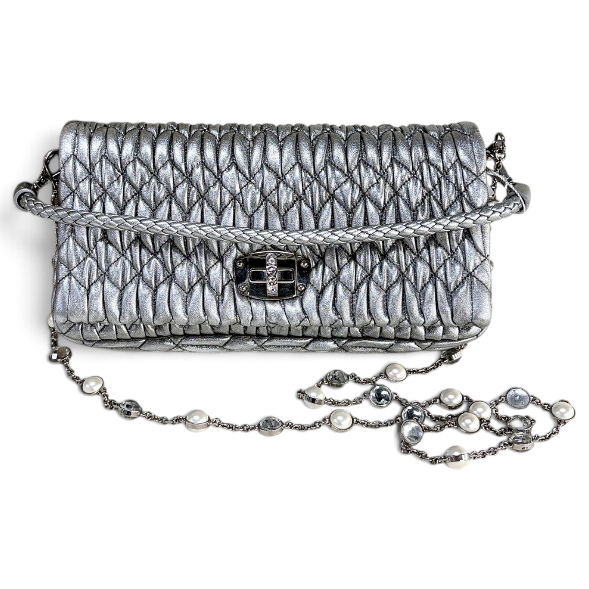 Miu Crystal leather handbag