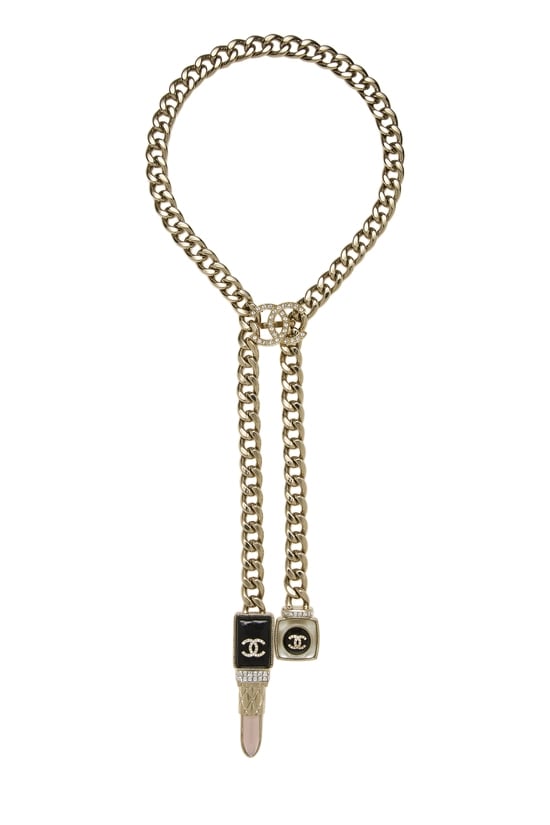 Gold Enamel Lipstick Necklace