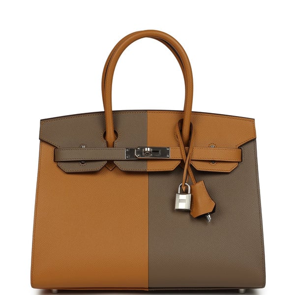 Hermes Pre-owned Hermes Casaque Birkin Sellier 30 Sesame and Etoupe Epsom Palladium Hardware