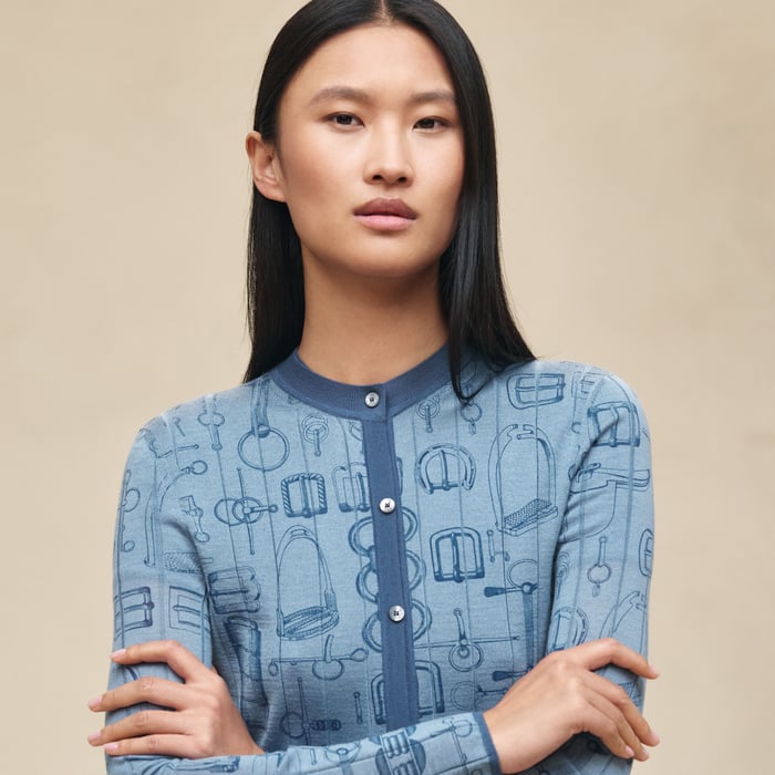 Bleu Adriatique "Cahier Du Colporteur" Buttoned Cardigan