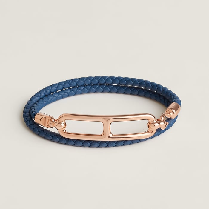 Bleu Tie Roulis Double Tour Bracelet