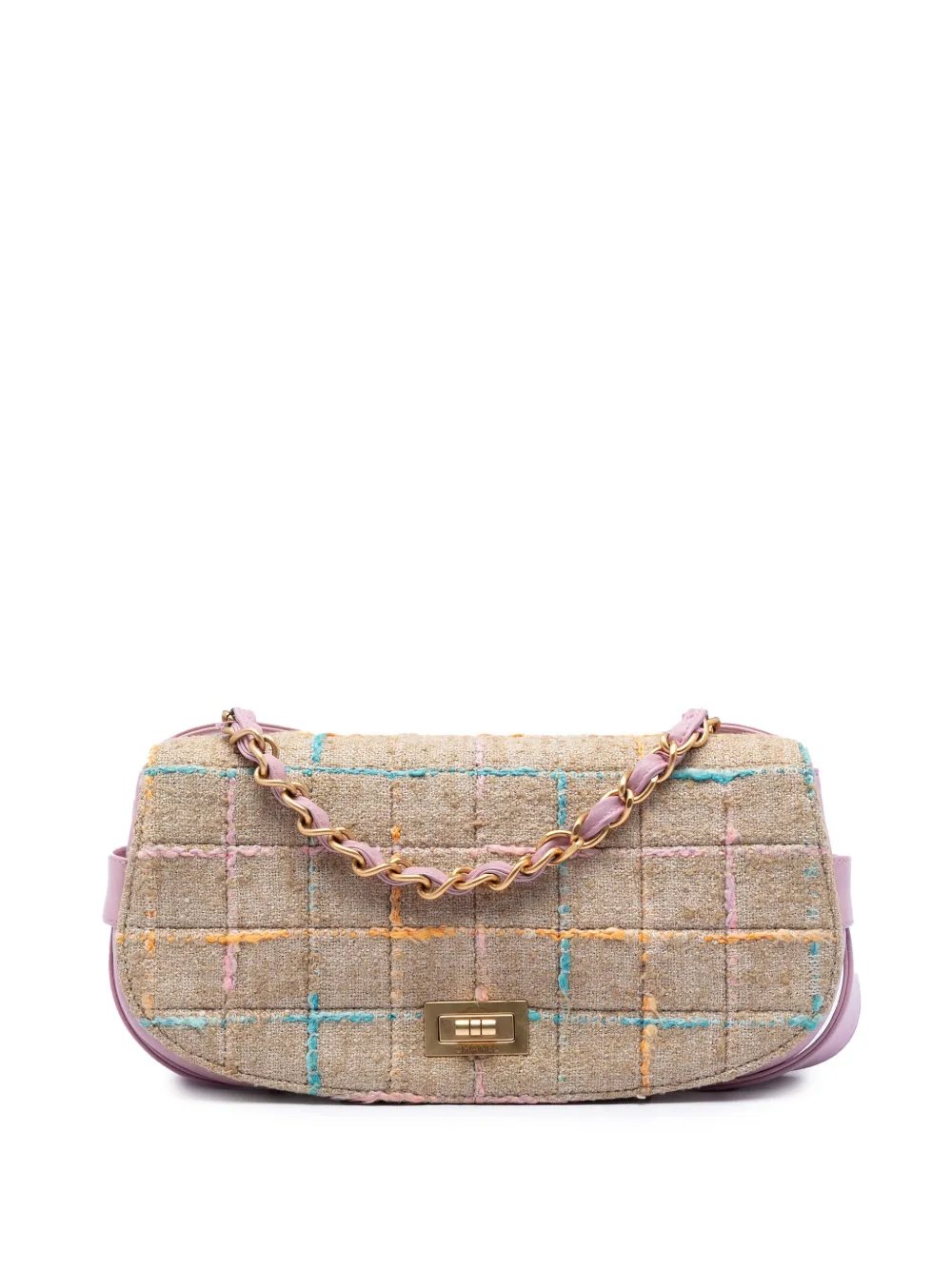 2000-2002 Chocolate Bar Tweed Mademoiselle Turnlock Flap satchel