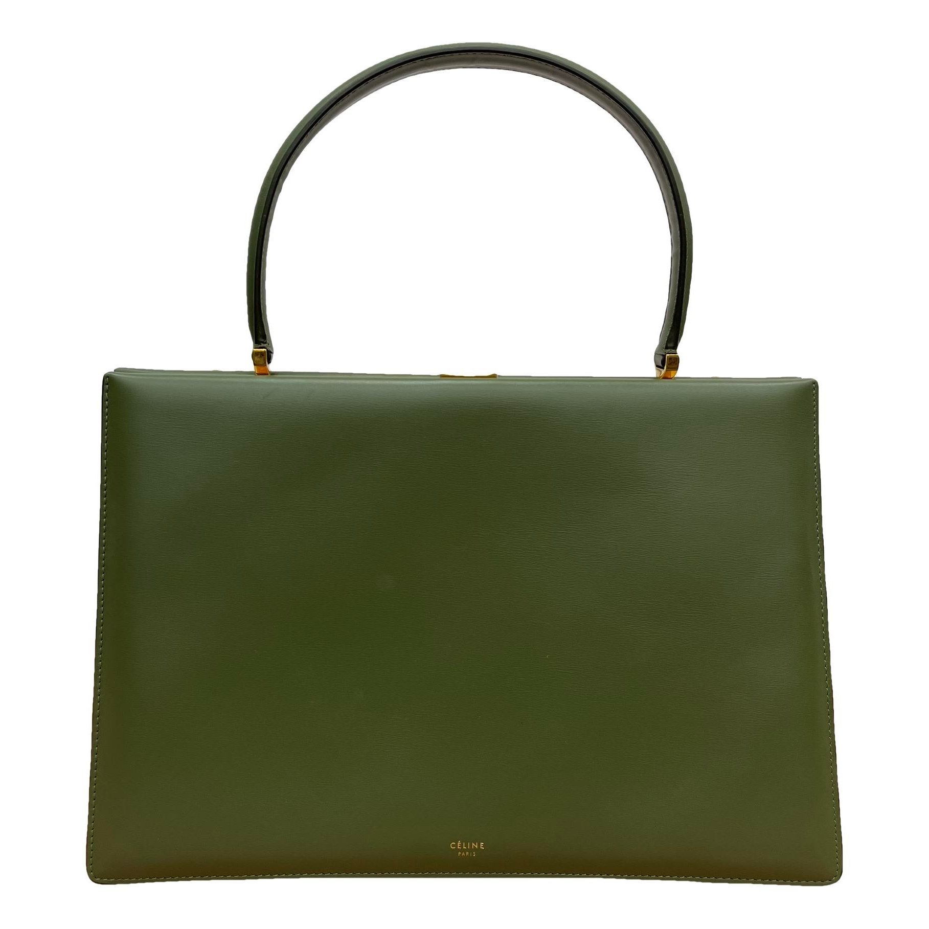 Clasp leather handbag