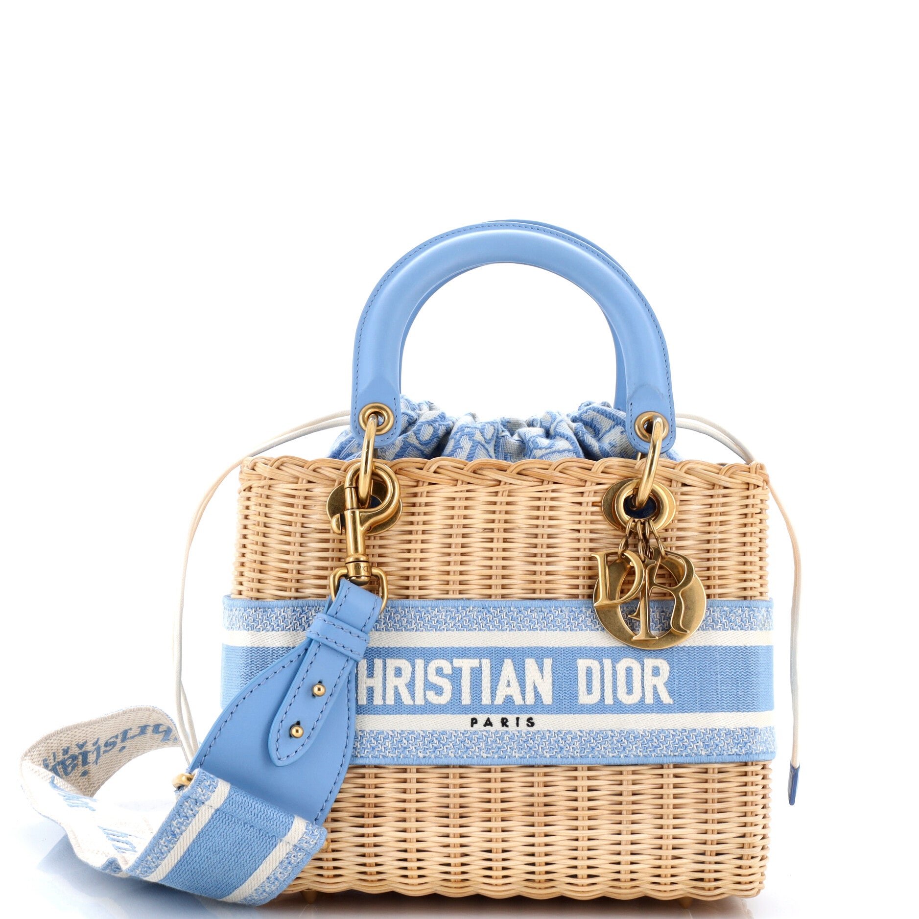 Lady Dior Bag Wicker and Oblique Canvas Medium