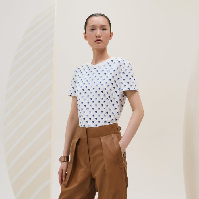 Blanc Sel "Clou Médor Interlock" Straight T-shirt