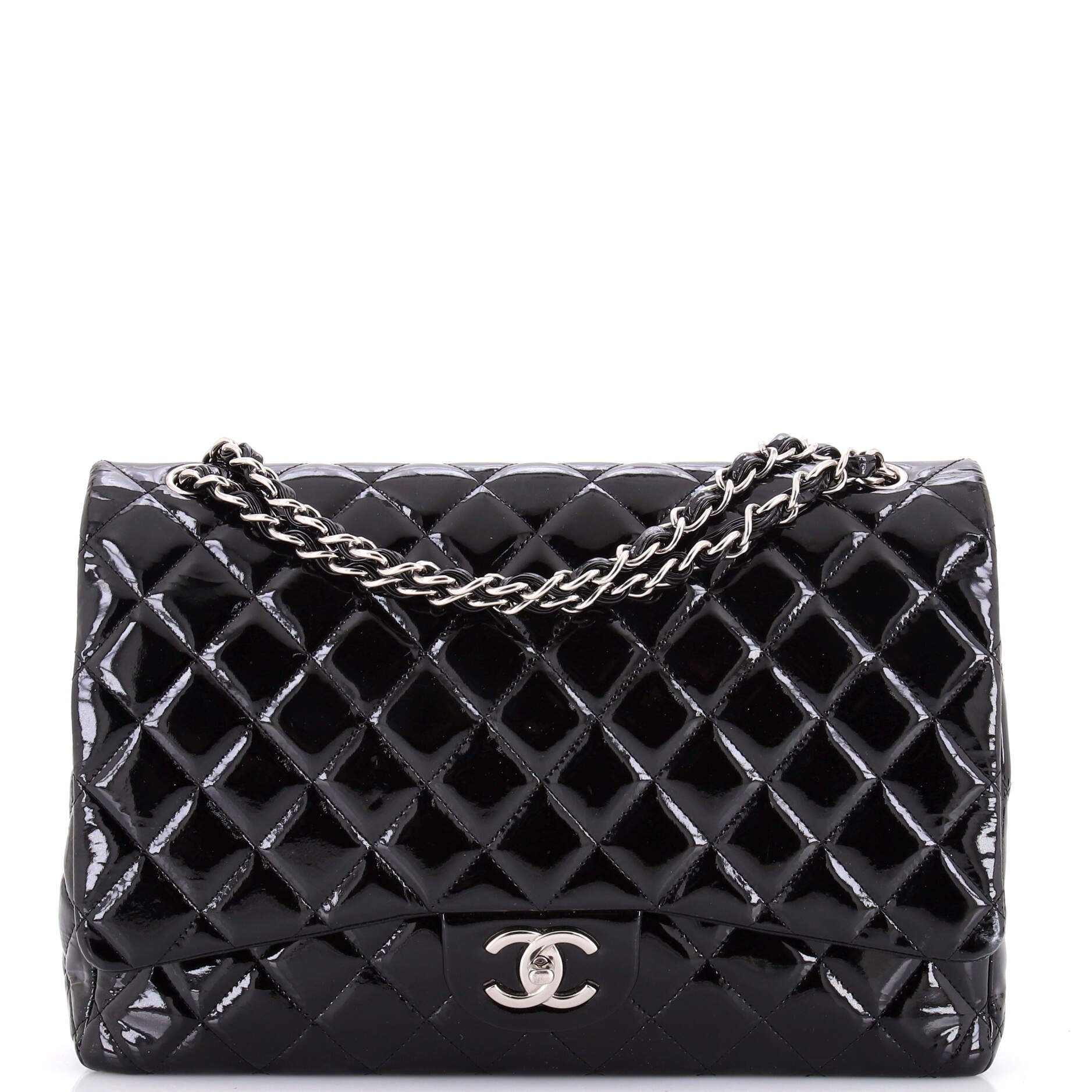 Classic Double Flap Bag Quilted Patent Maxi