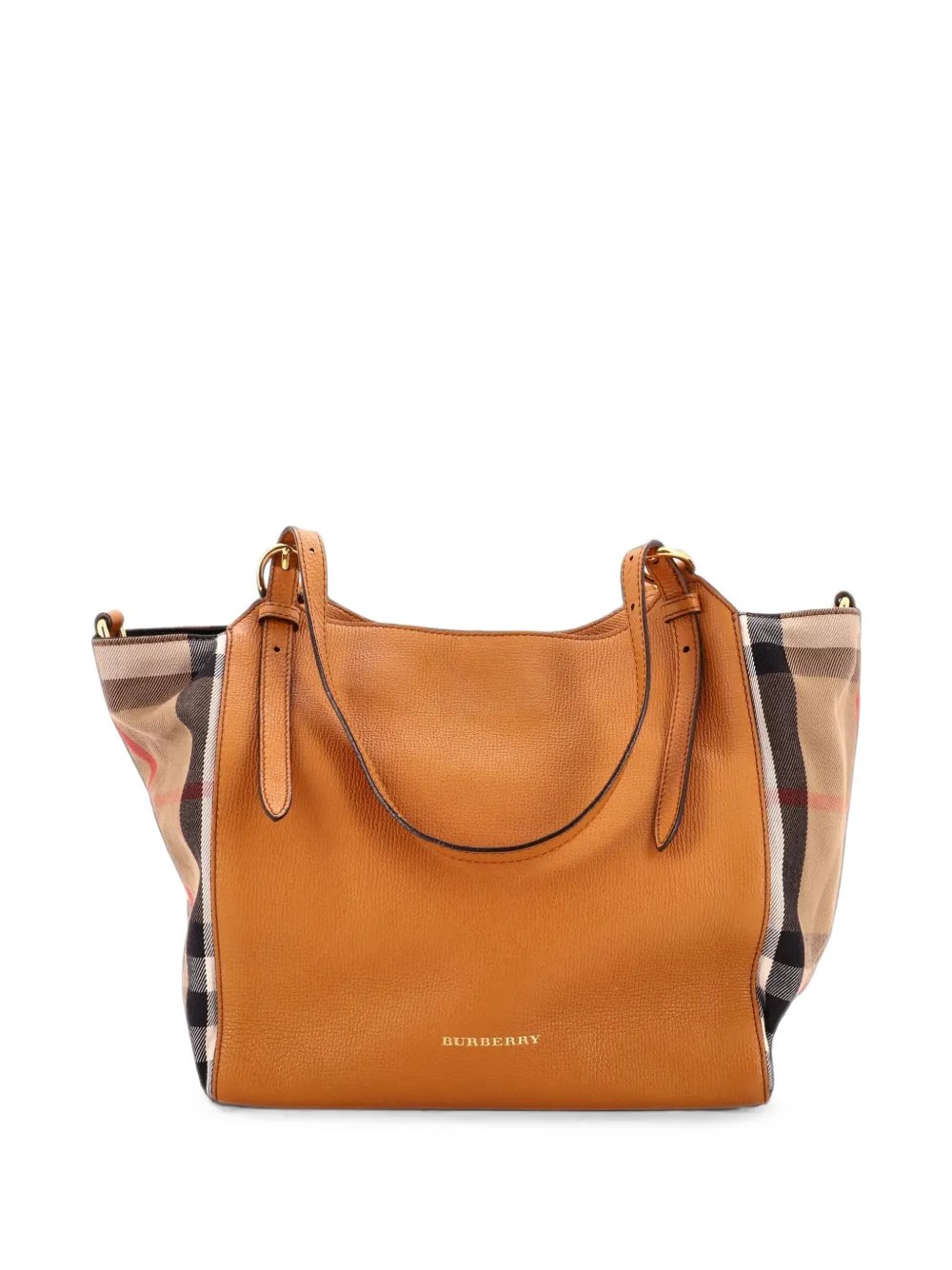Canterbury Leather and House Check Canvas Small tote bag