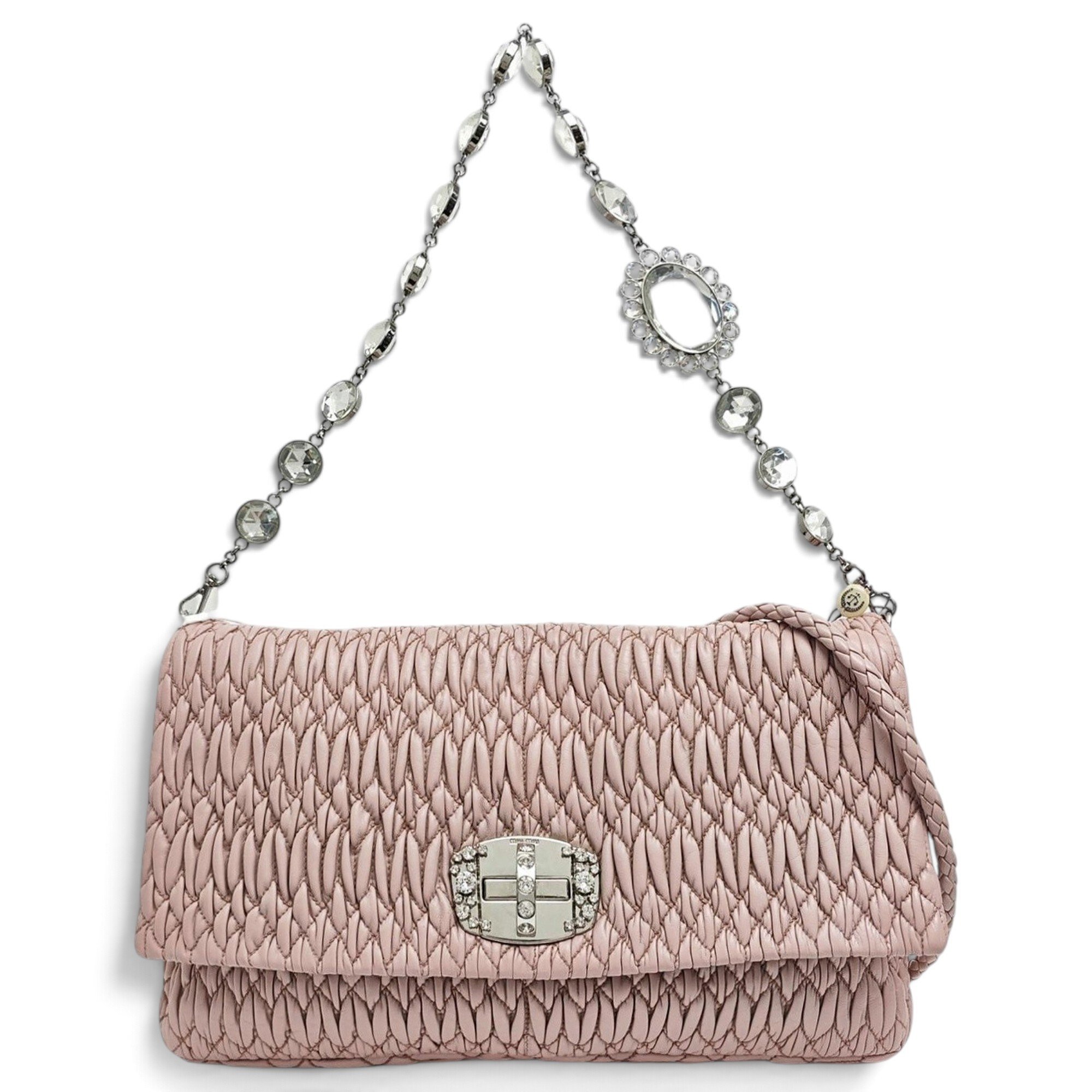 Miu Crystal leather handbag
