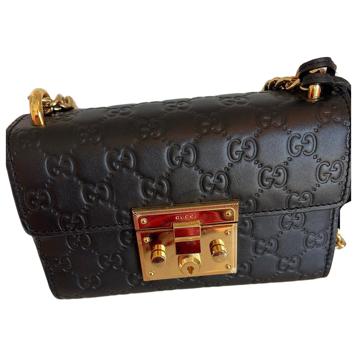 Padlock leather handbag