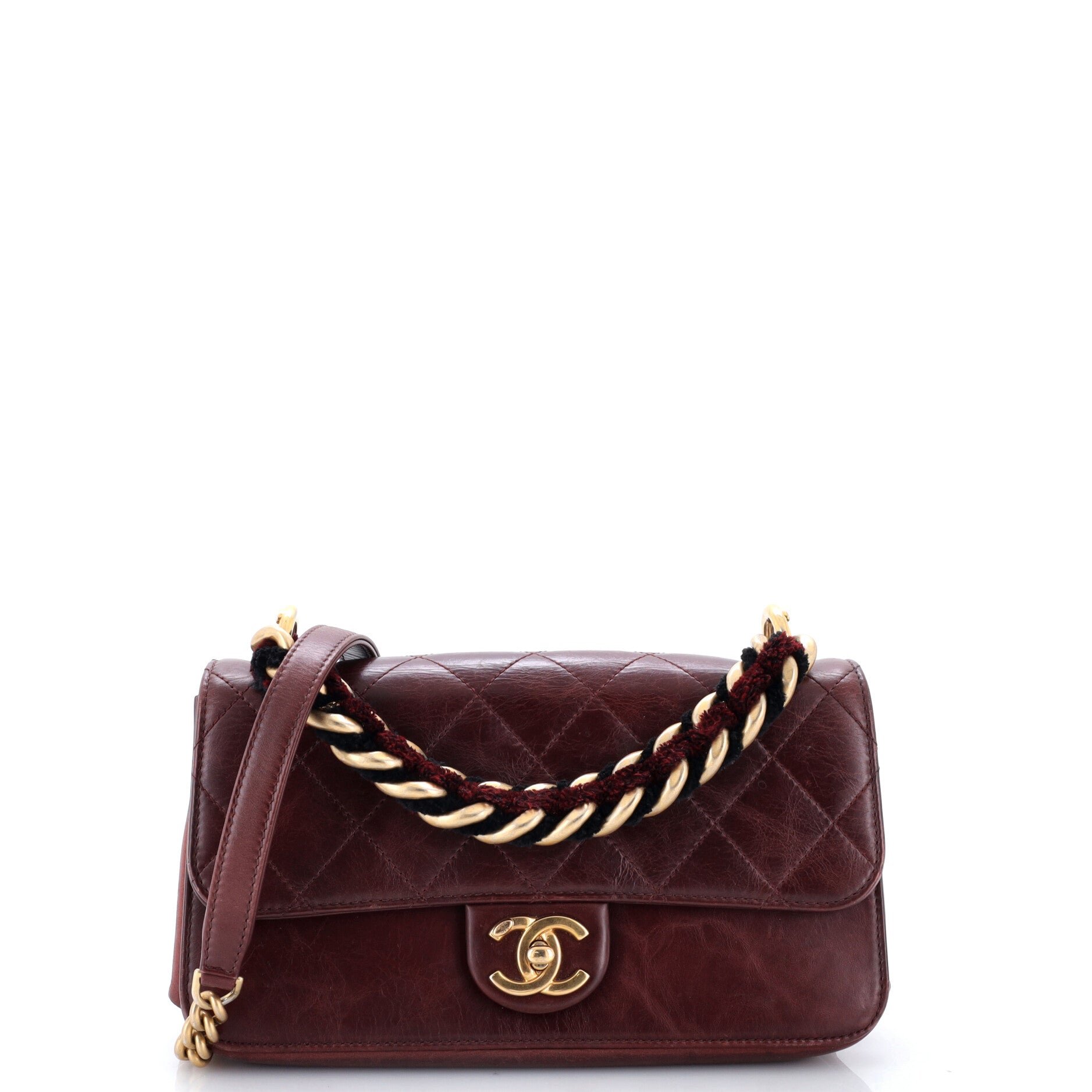 Paris-Cosmopolite Straight Lined Flap Bag Quilted Aged Calfskin Small