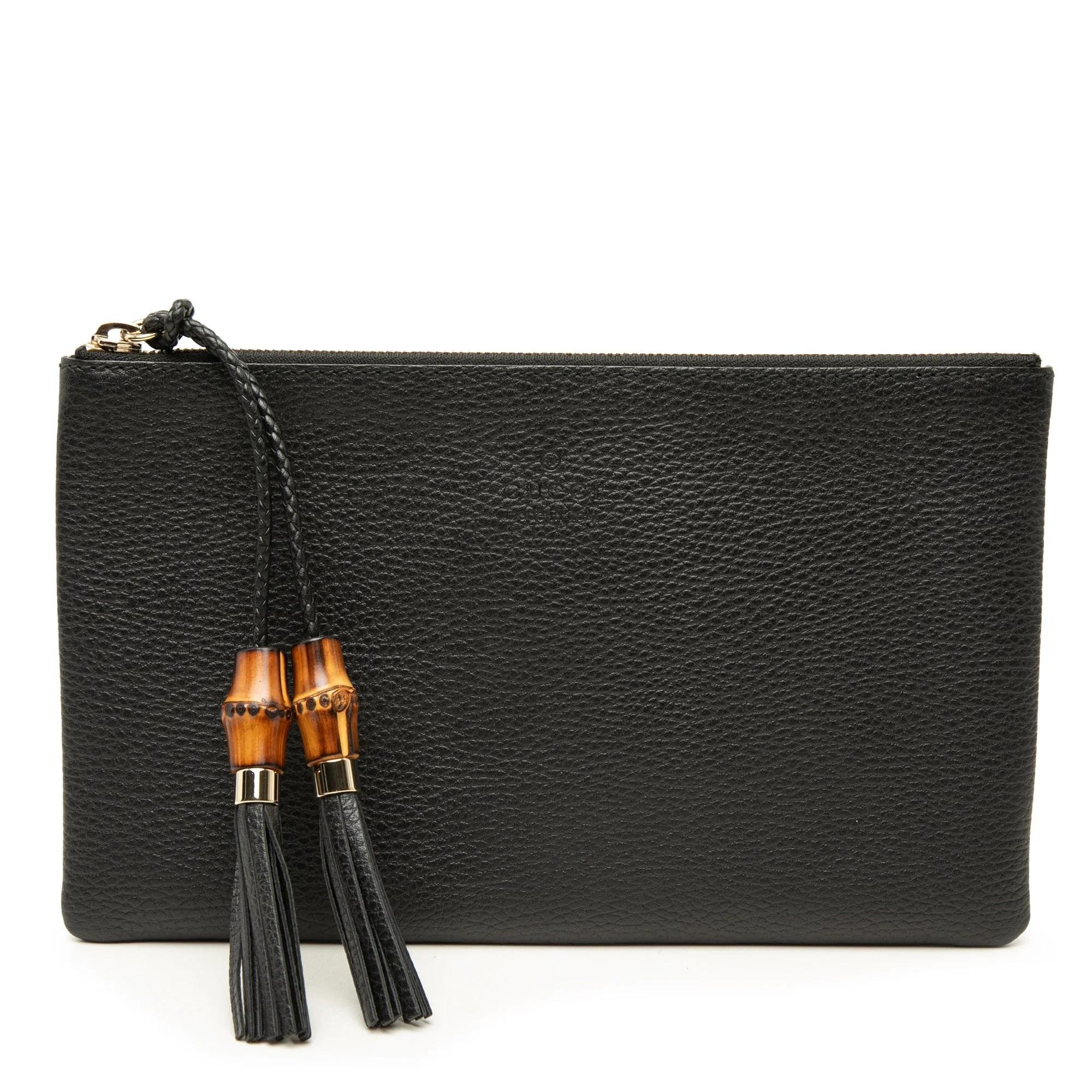 Bamboo leather clutch bag