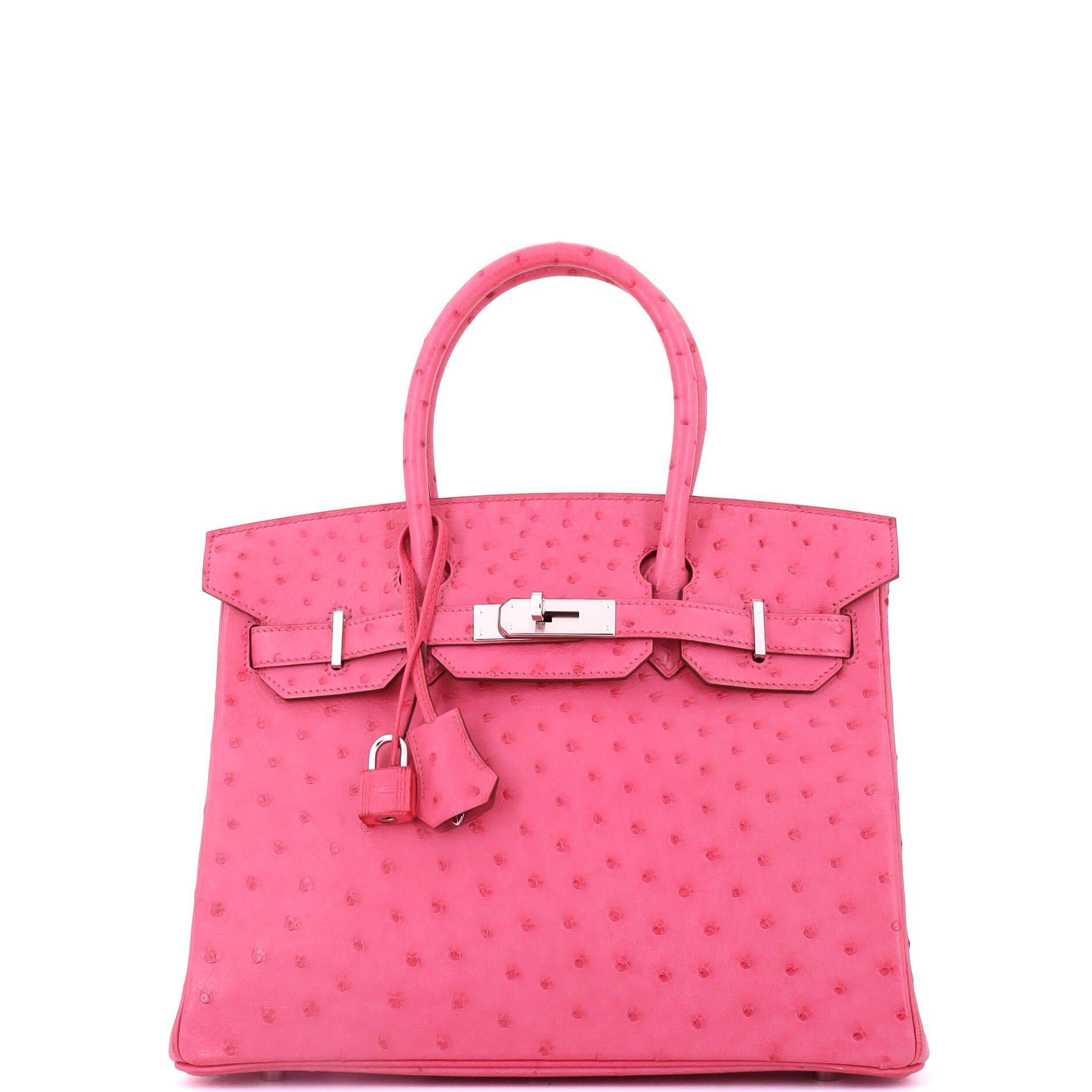 Hermes Birkin Handbag Rose Tyrien Ostrich with Palladium Hardware 30