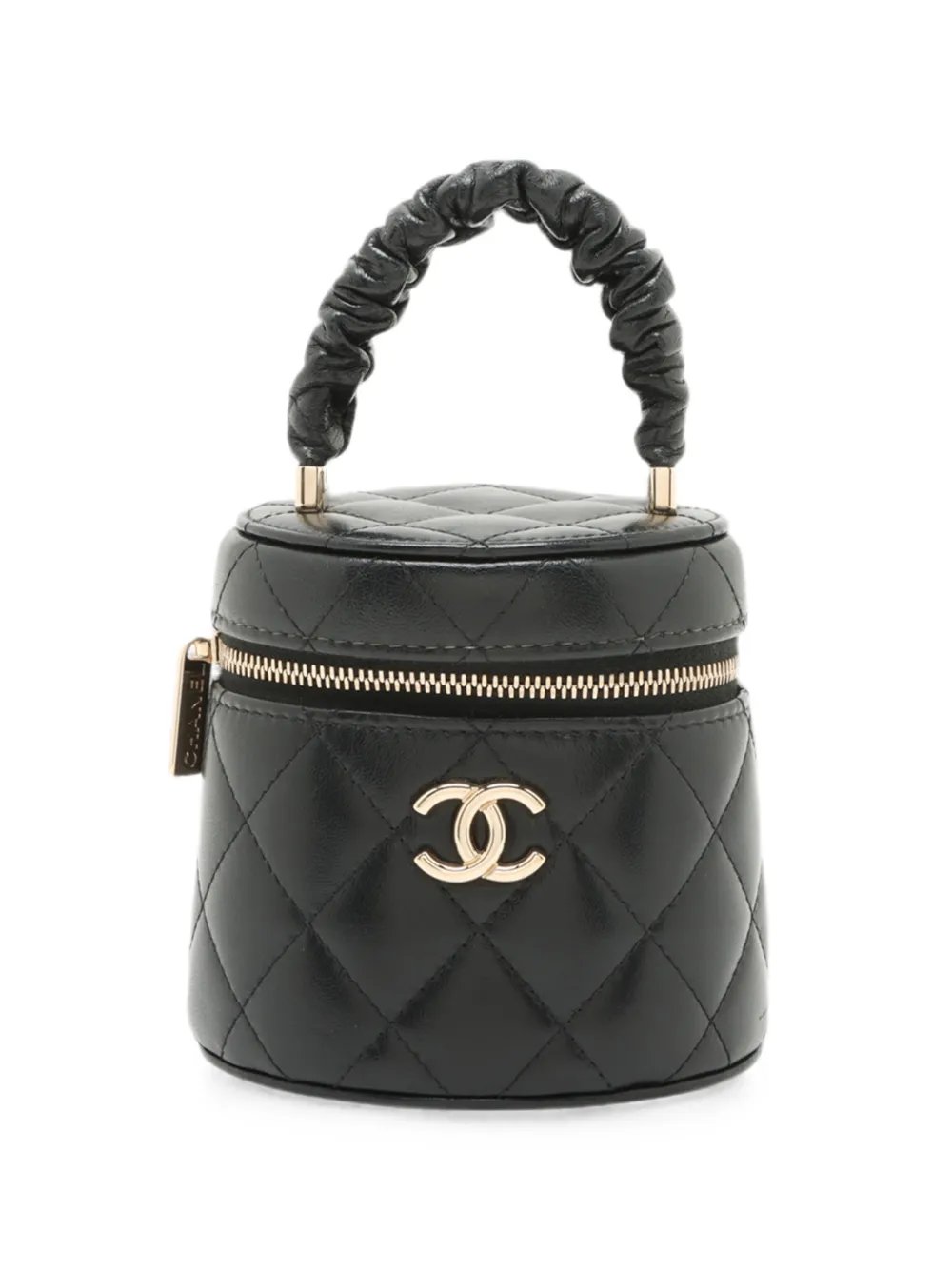 2021 Mini Quilted Lambskin Ruched Handle Case vanity bag