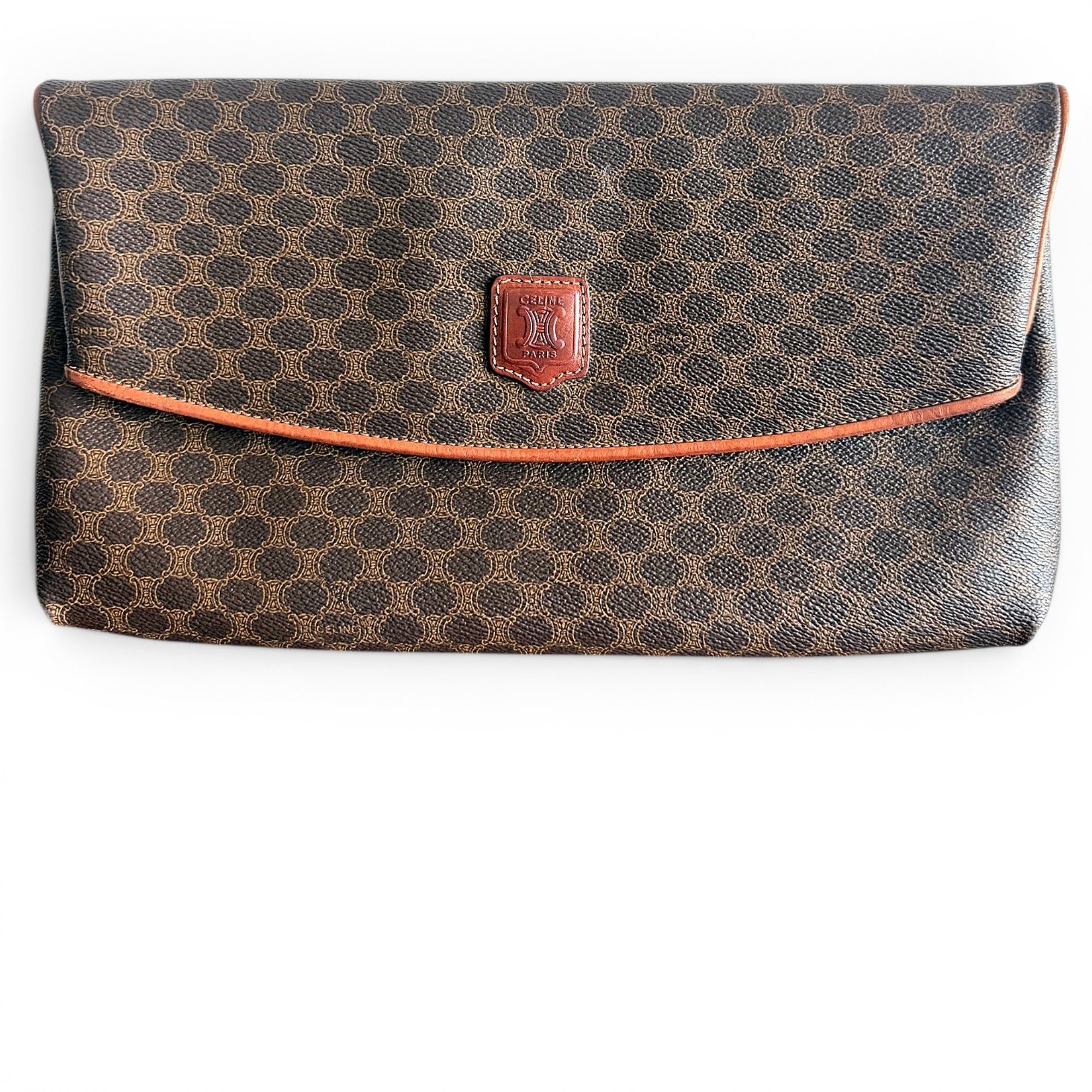 Triomphe Vintage leather clutch bag