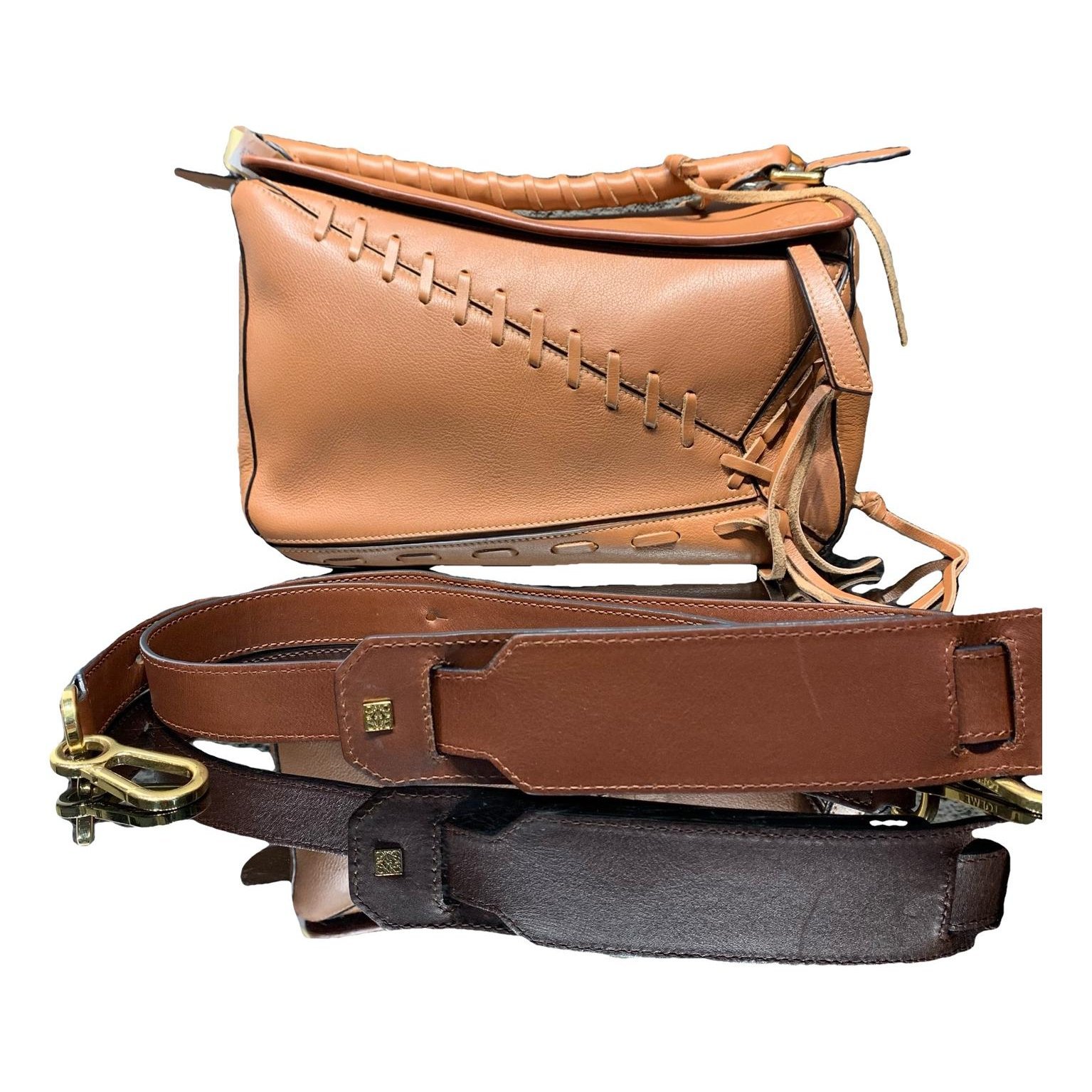 Puzzle leather handbag