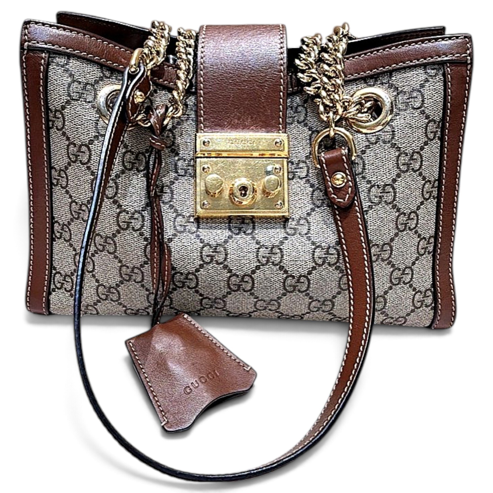 Padlock leather handbag