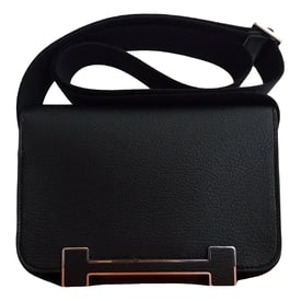 Hermes Geta Handbag Black Chèvre Mysore Leather 2024