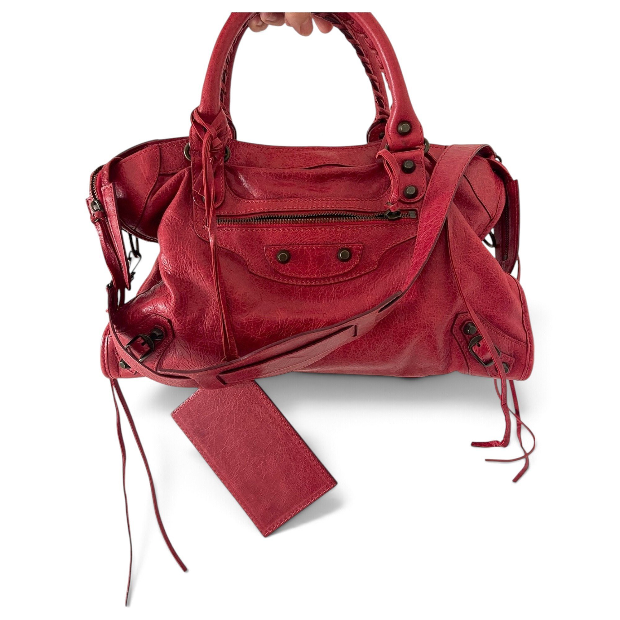 City leather handbag