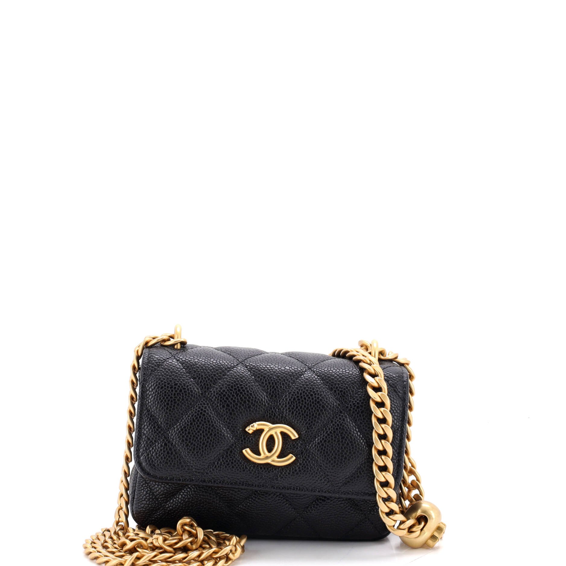 Sweetheart Clutch with Chain Quilted Caviar