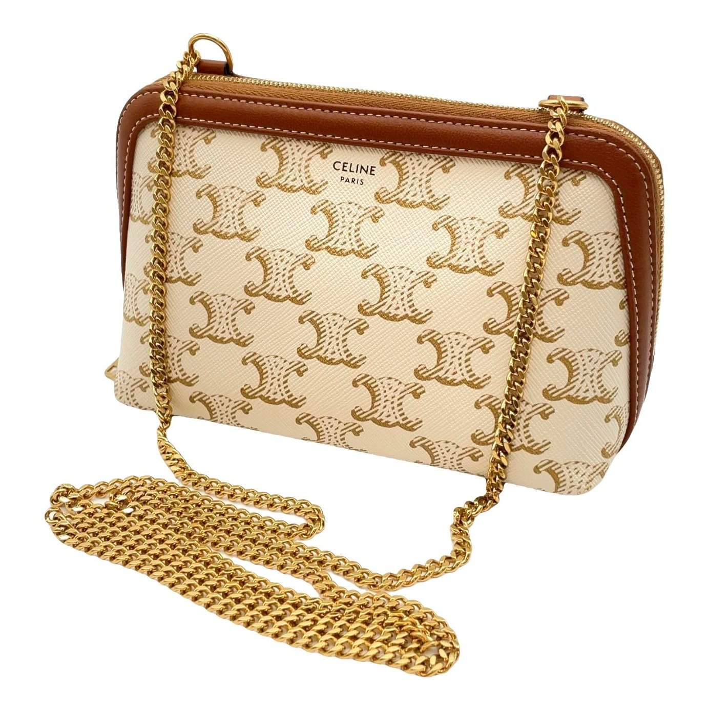Triomphe chain leather crossbody bag