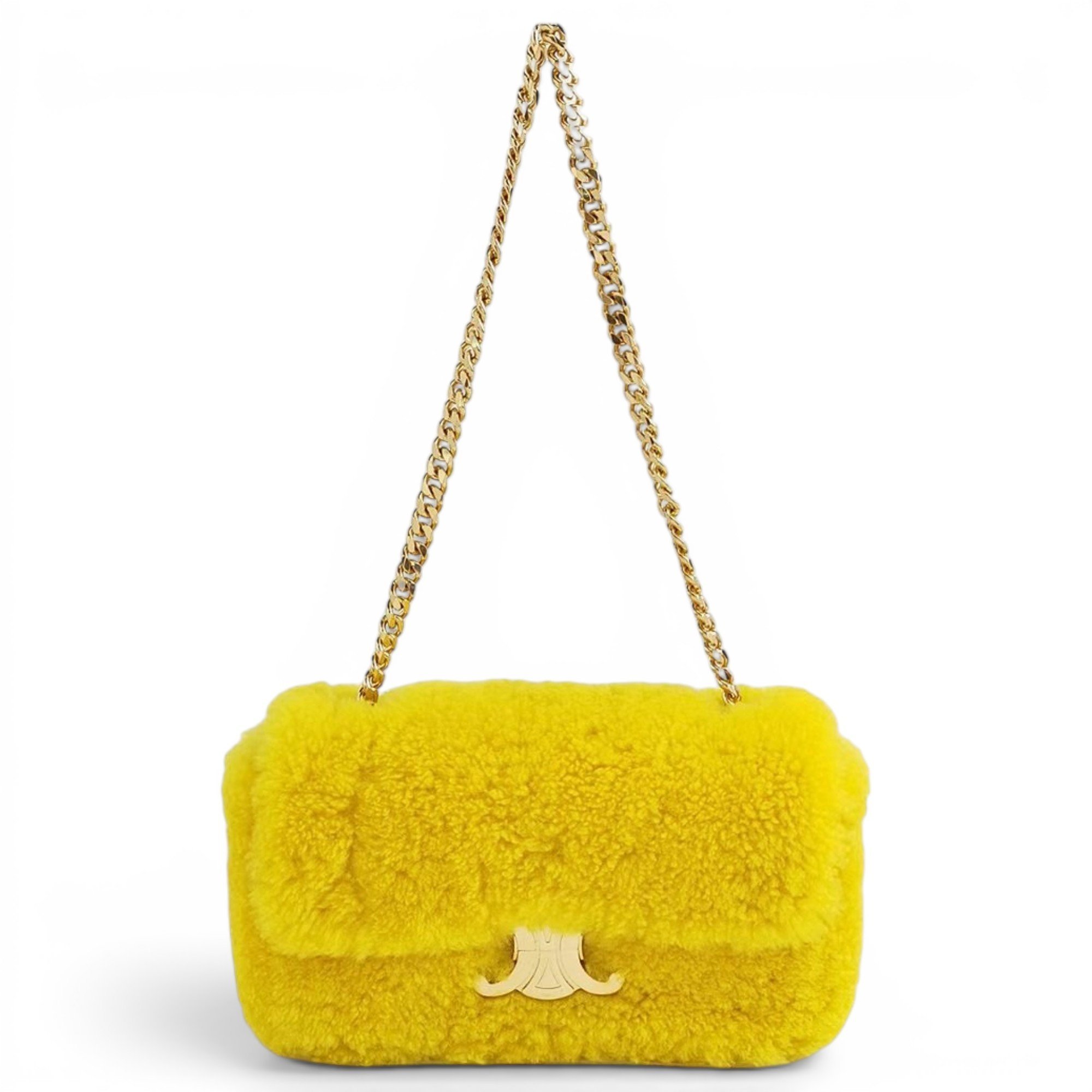Triomphe chain wool crossbody bag
