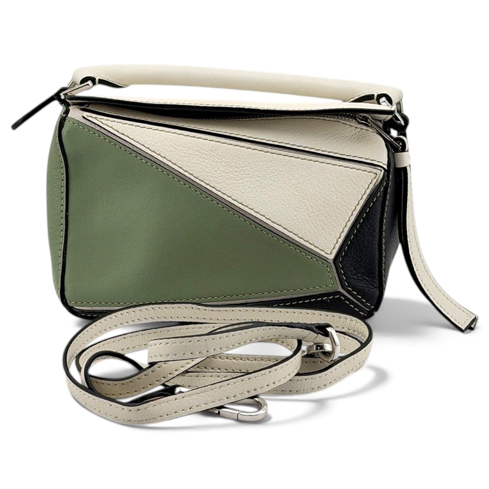 Puzzle leather handbag